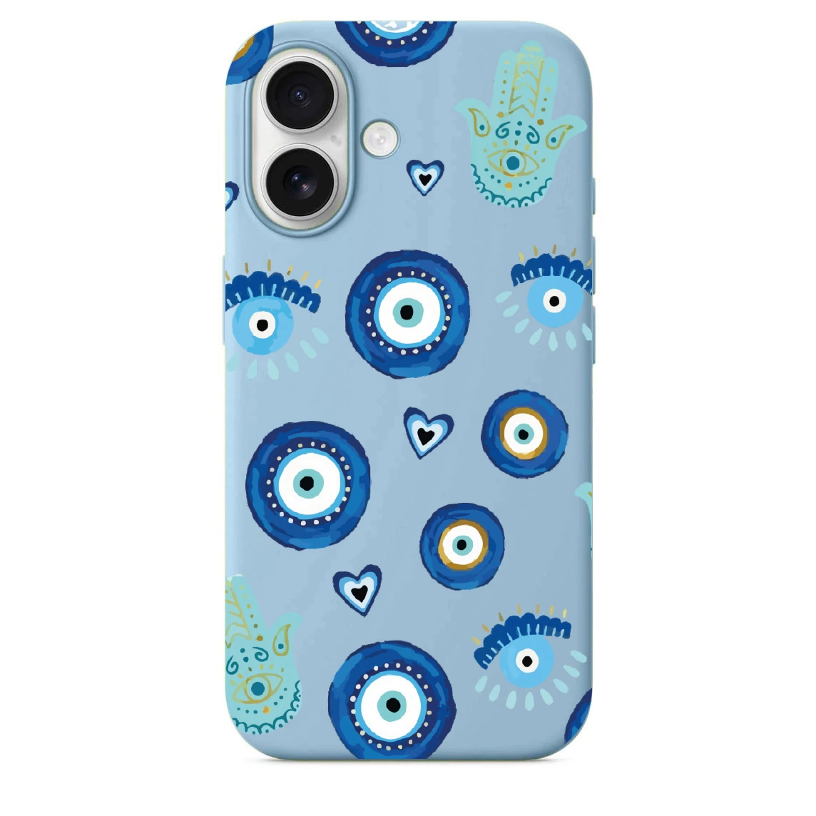 iPhone 16 Plus ile Uyumlu Kadife İç Dokulu Premium Lansman Telefon Kılıfı - Bebe Nazar