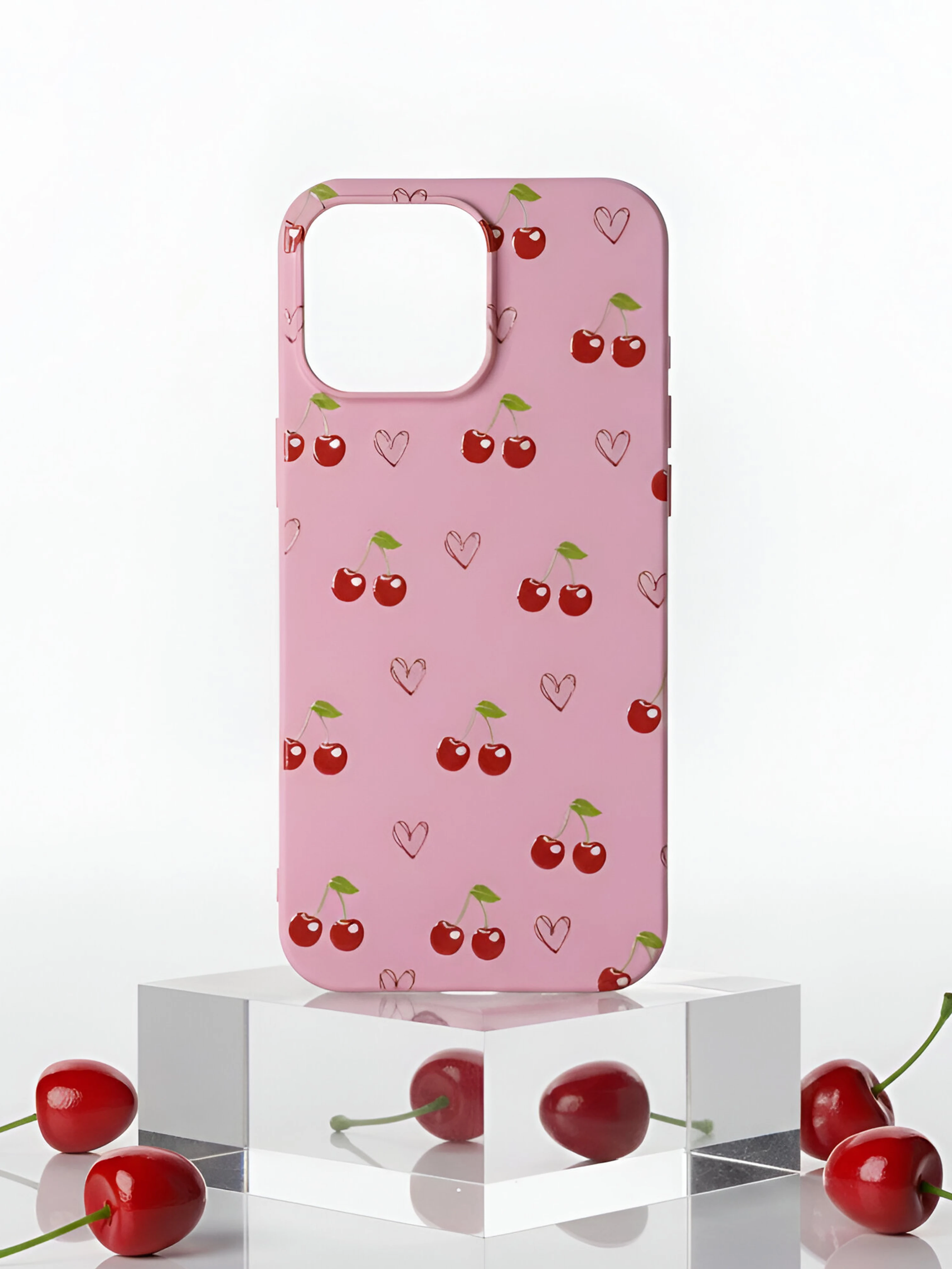 iPhone 11 Pro Max ile Uyumlu Kadife İç Dokulu Premium Lansman Telefon Kılıfı - Şeker Kalp Kiraz