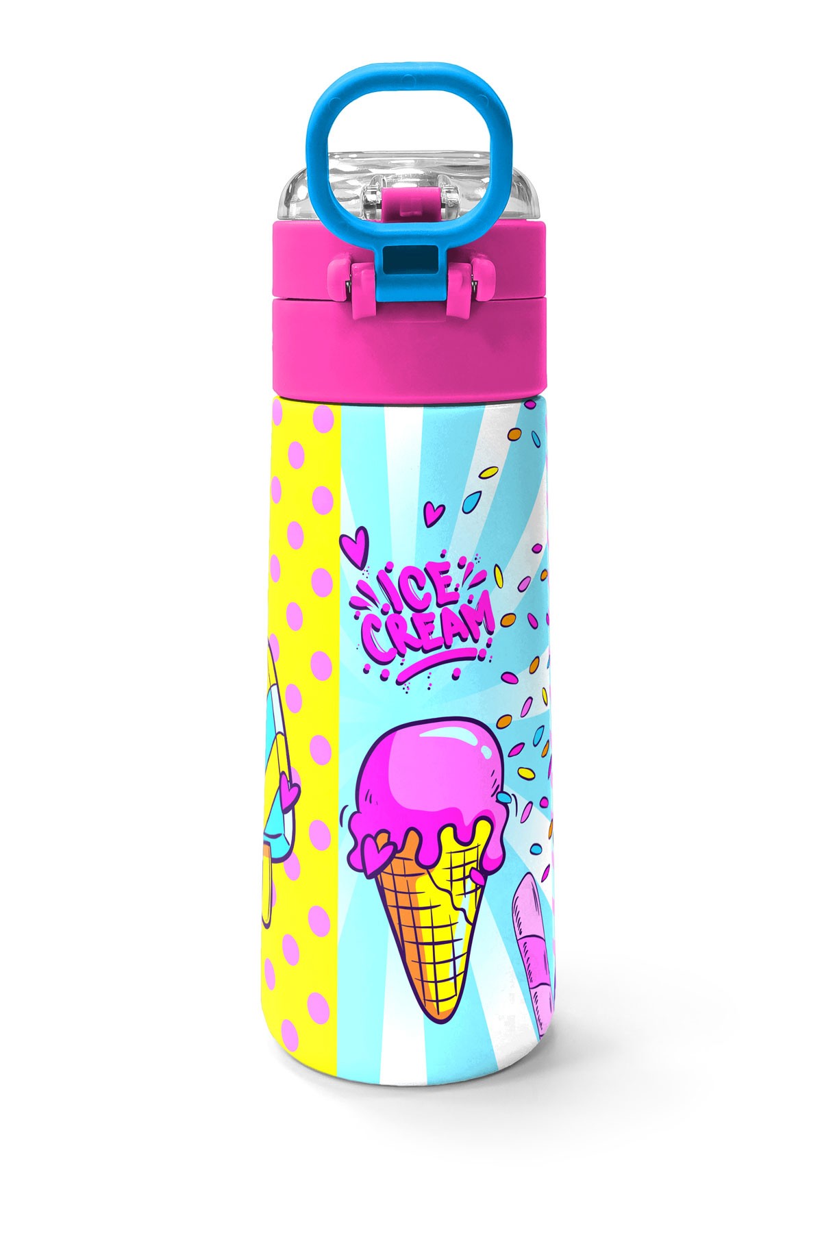 Coral High Kids Mixed Dondurma Desenli Pipetli ve Direkt İçim Çelik Termos 500 ml 31809