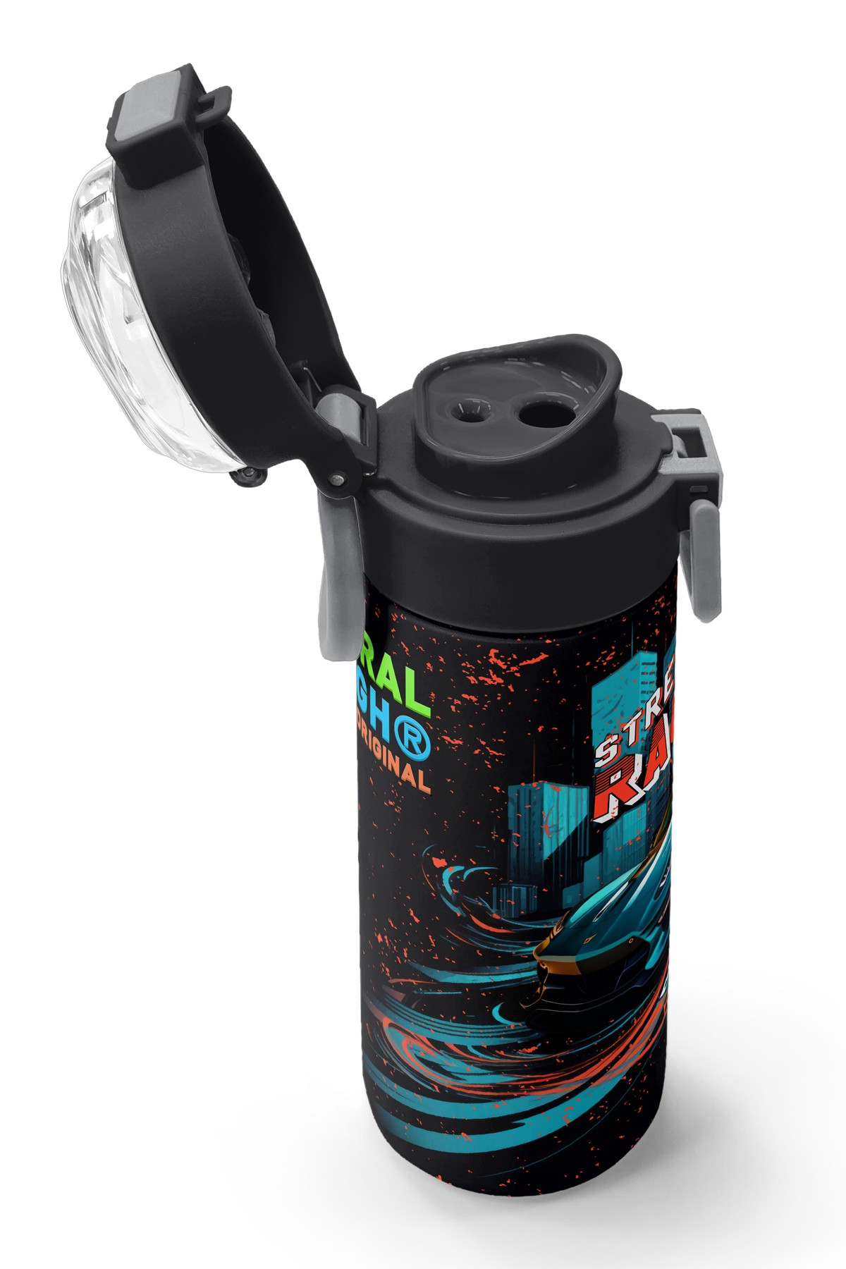 Coral High Kids Nefti Yarış Arabası Desenli Pipetli ve Direkt İçim Çelik Termos 500 ml 31966