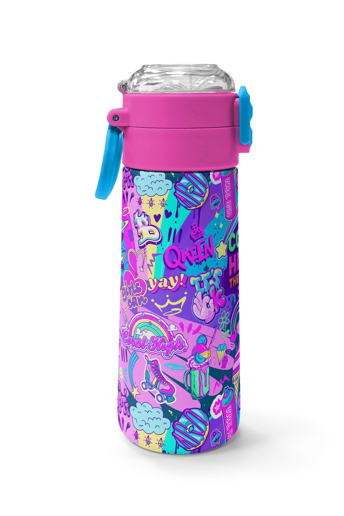 Coral High Kids Grafiti Desenli Pipetli ve Direkt İçim Çelik Termos 500 ml 31961