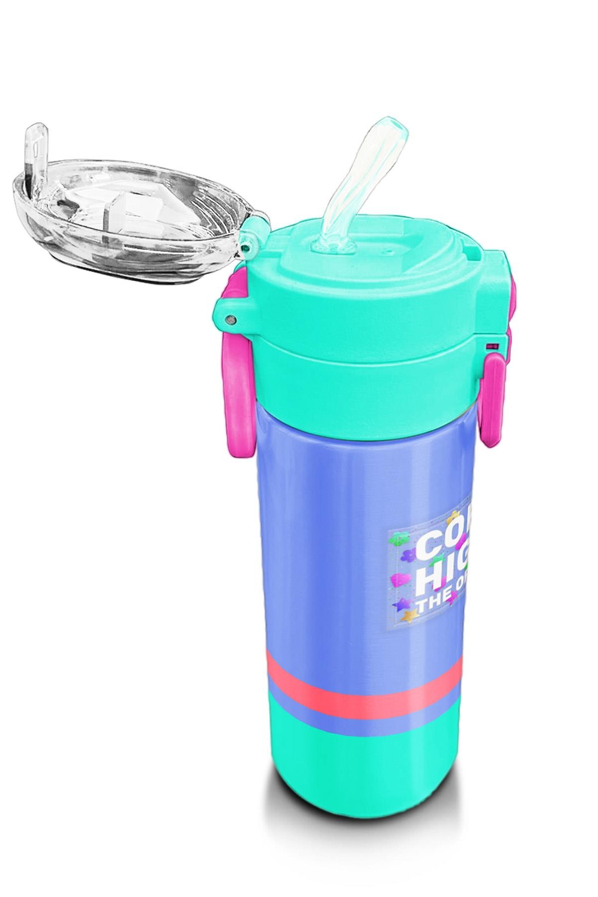 Coral High Kids Derin Mavi Renkli Pipetli ve Direkt İçim Çelik Termos 500 ml 31854