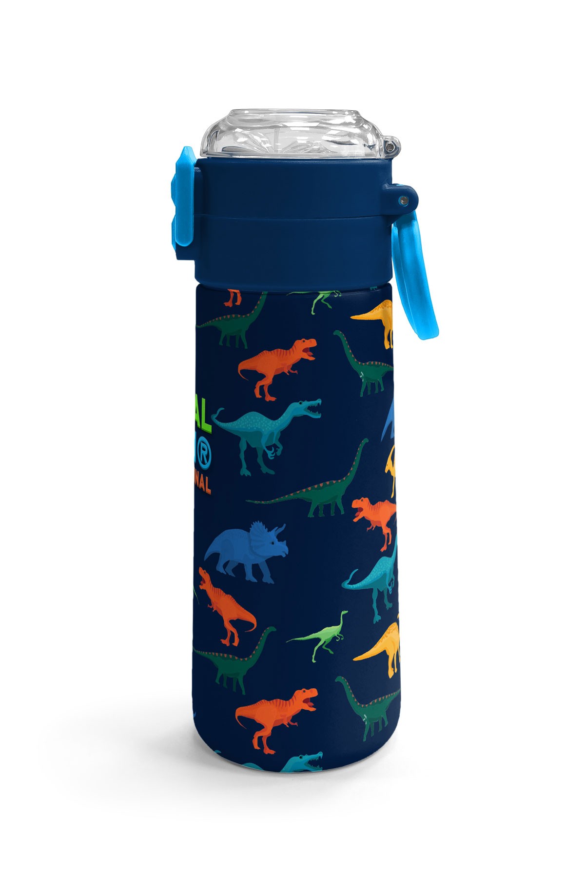 Coral High Kids Lacivert Mavi Dinozor Desenli Pipetli ve Direkt İçim Çelik Termos 500 ml 31907