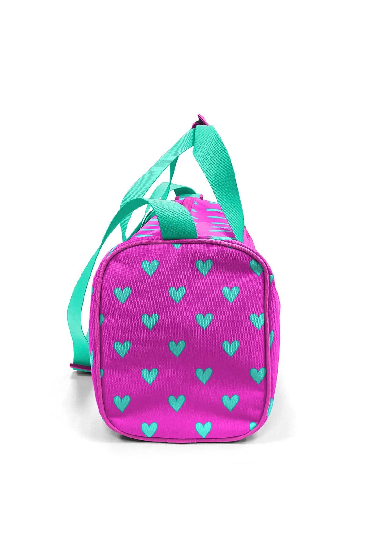 Coral High Neon Pembe Su Yeşili Kalp Desenli Spor Çantası 27513