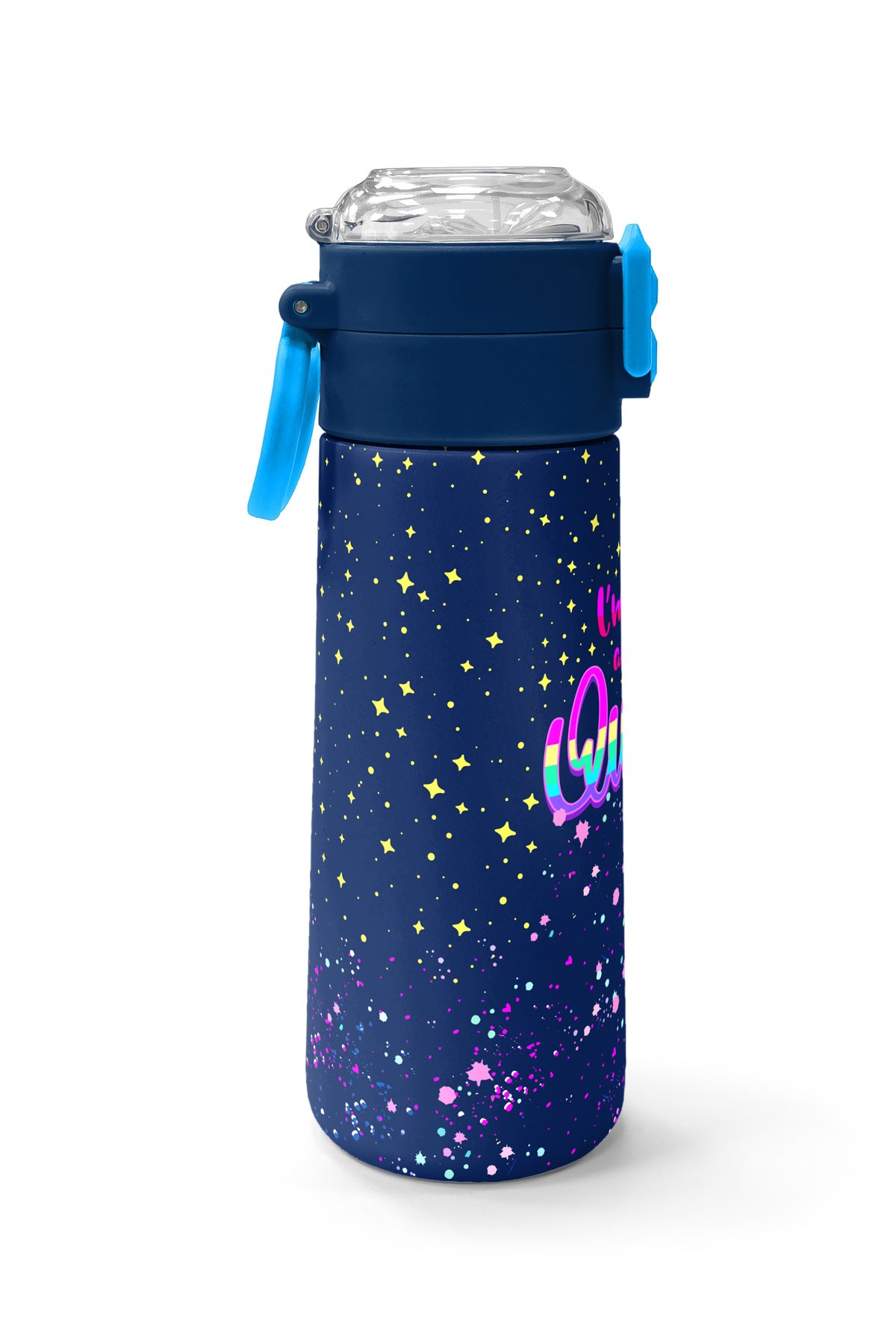 Coral High Kids Çok Renkli Lacivert Desenli Pipetli ve Direkt İçim Çelik Termos 500 ml 31848