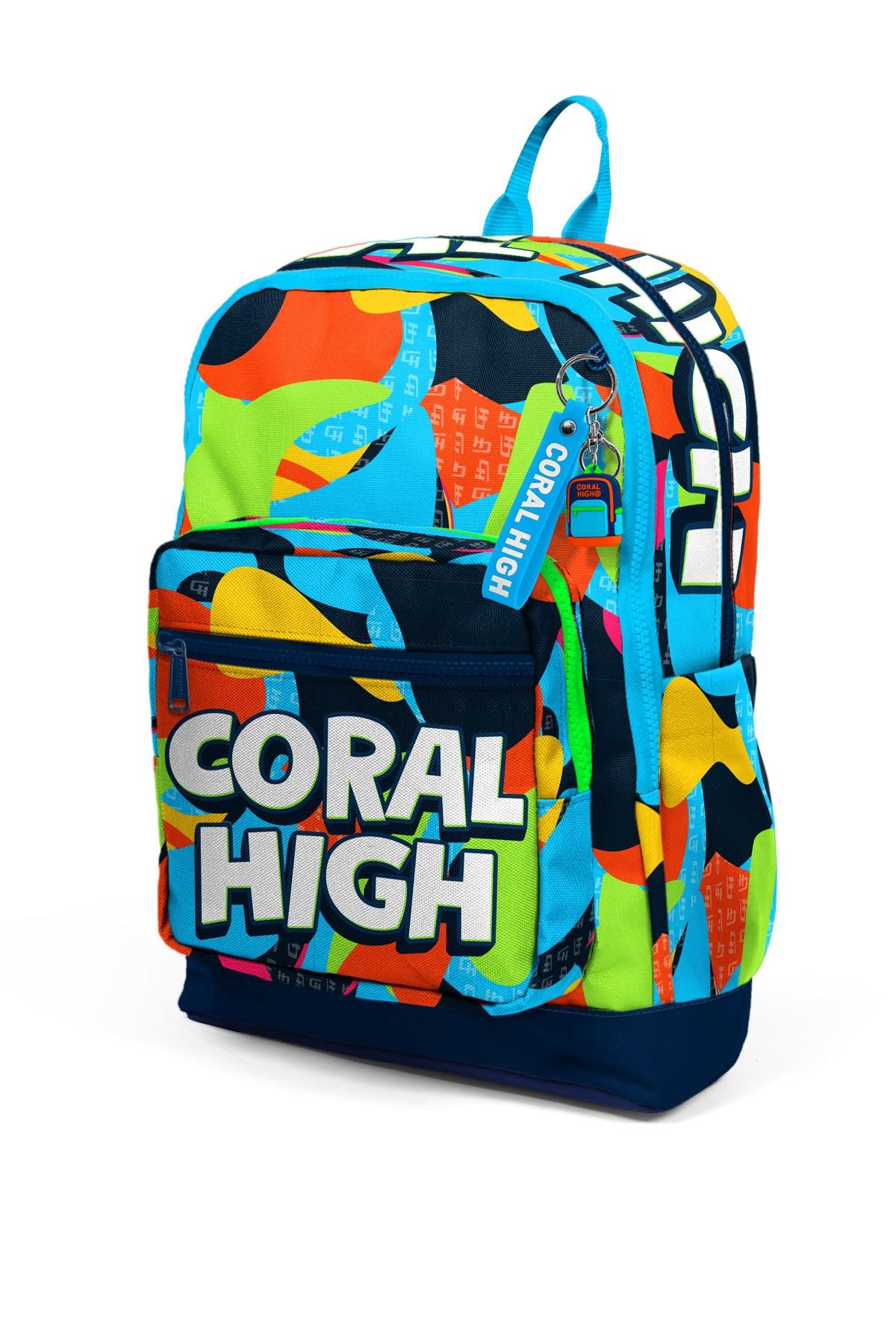 Coral High Kids Lacivert Mavi Graffiti Desenli Dört Bölmeli Okul Sırt Çantası 23777