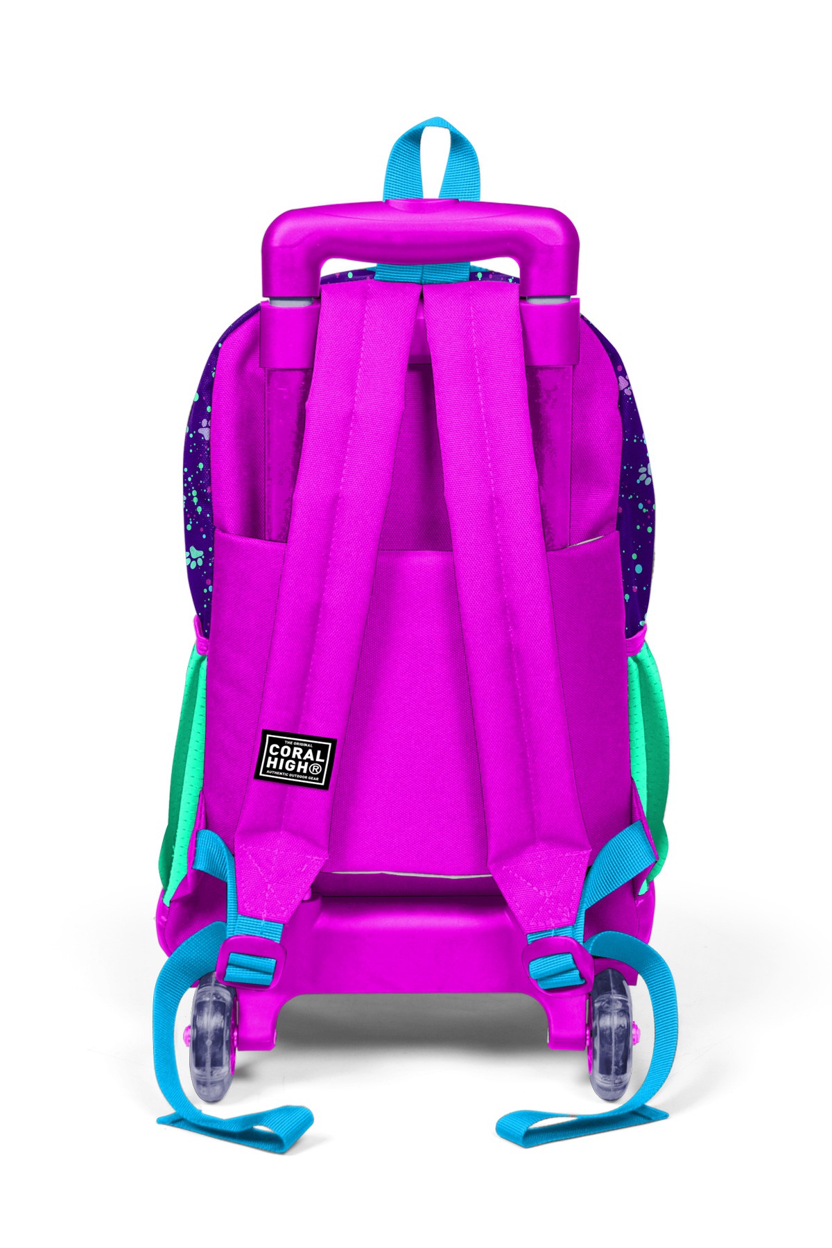 Coral High Kids Mor Pembe Kedi Desenli Üç Bölmeli Çekçekli Okul Sırt Çantası 23932