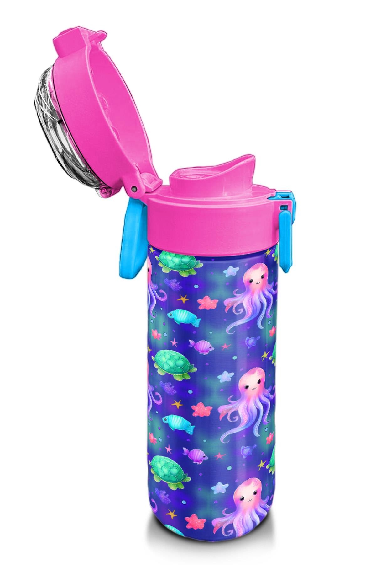Coral High Kids Lavanta Turkuaz Deniz Temalı Pipetli ve Direkt İçim Çelik Termos 500 ml 31860