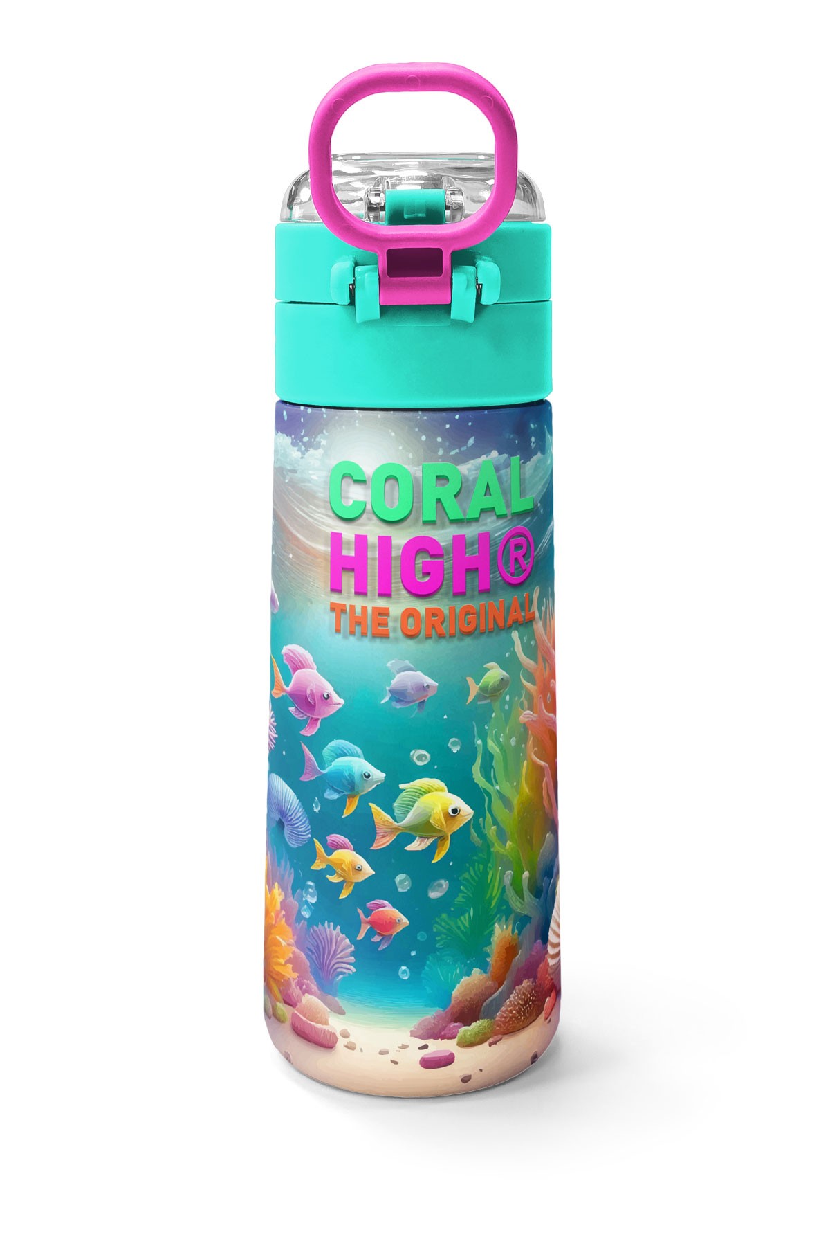Coral High Kids Denizatı Desenli Pipetli ve Direkt İçim Çelik Termos 500 ml 31988