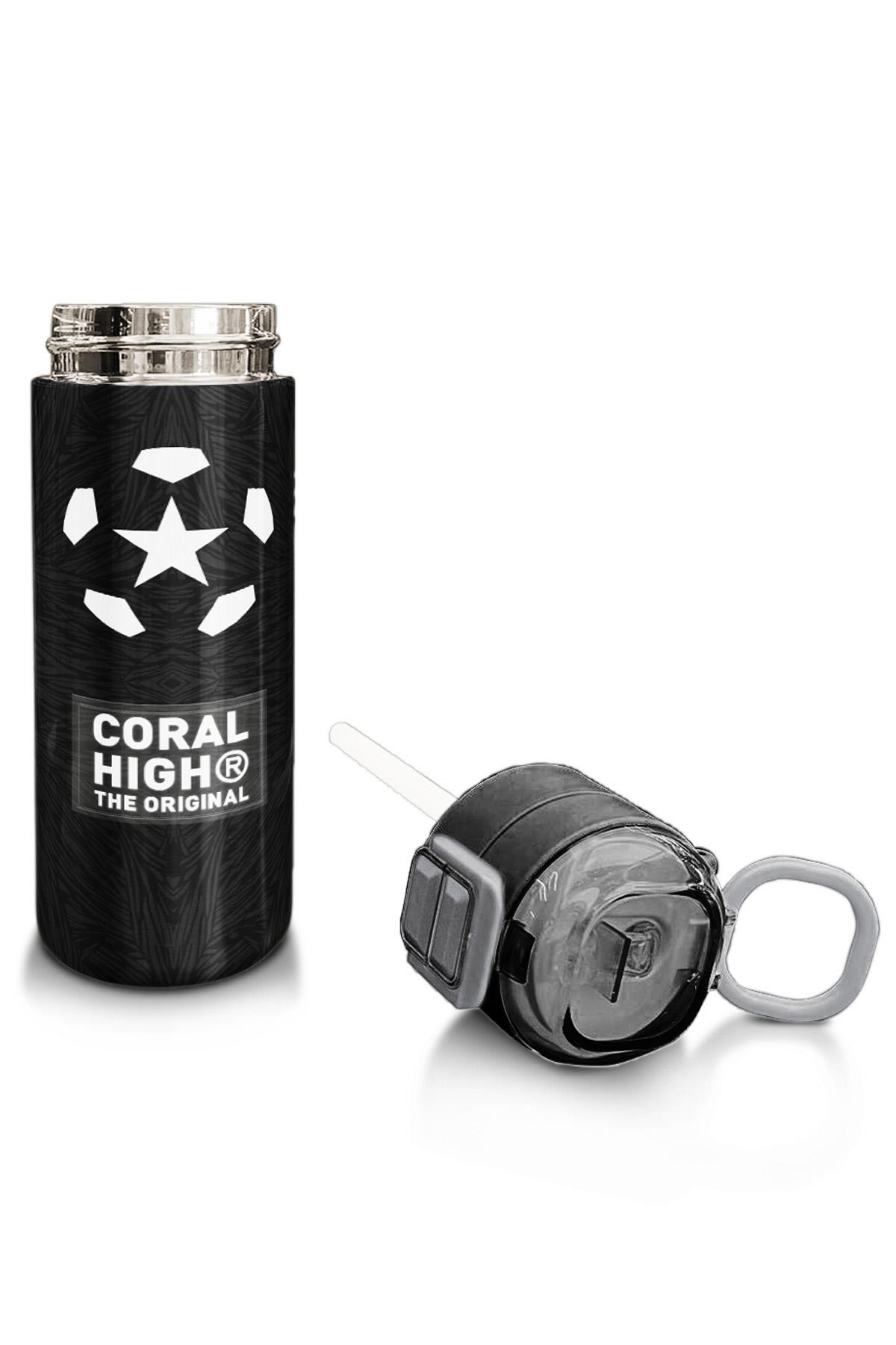 Coral High Kids Siyah Futbol Desenli Pipetli ve Direkt İçim Çelik Termos 500 ml 31898