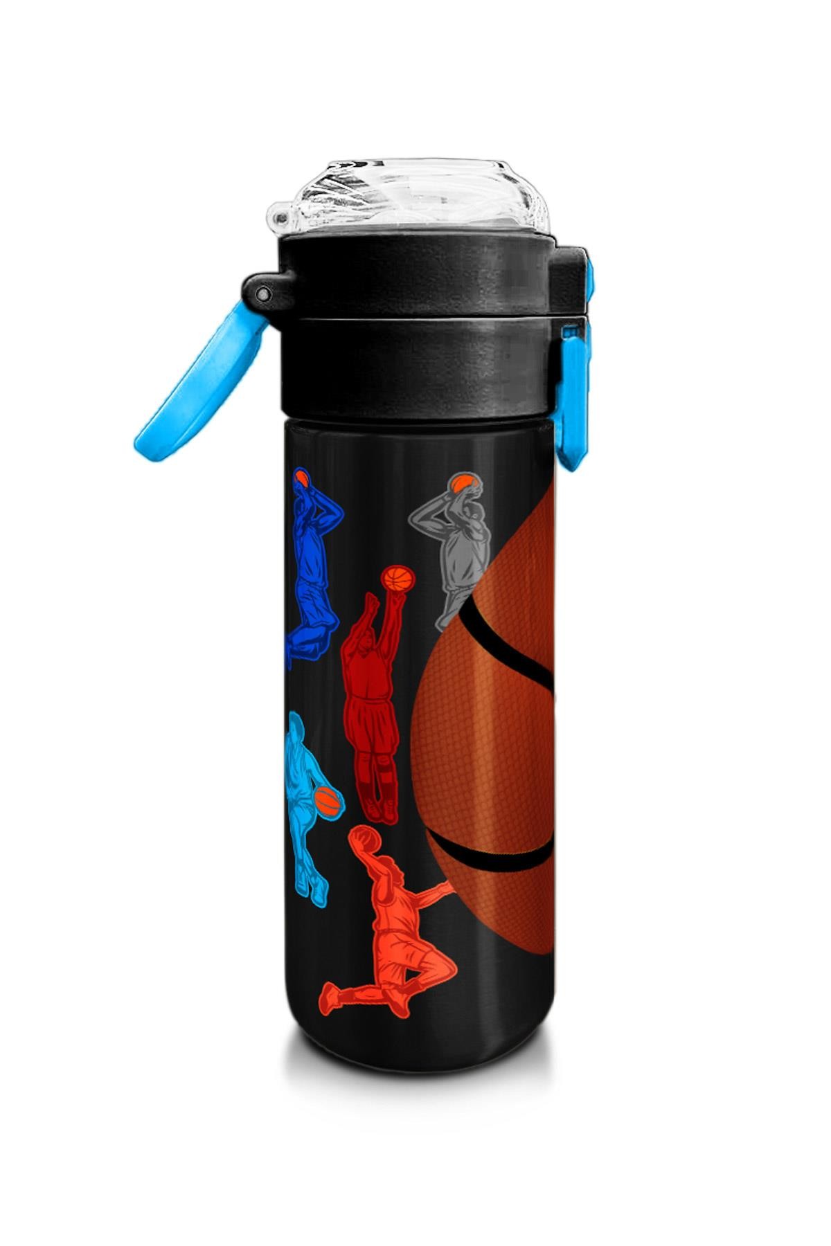 Coral High Kids Siyah Basketbol Desenli Pipetli ve Direkt İçim Çelik Termos 500 ml 31795