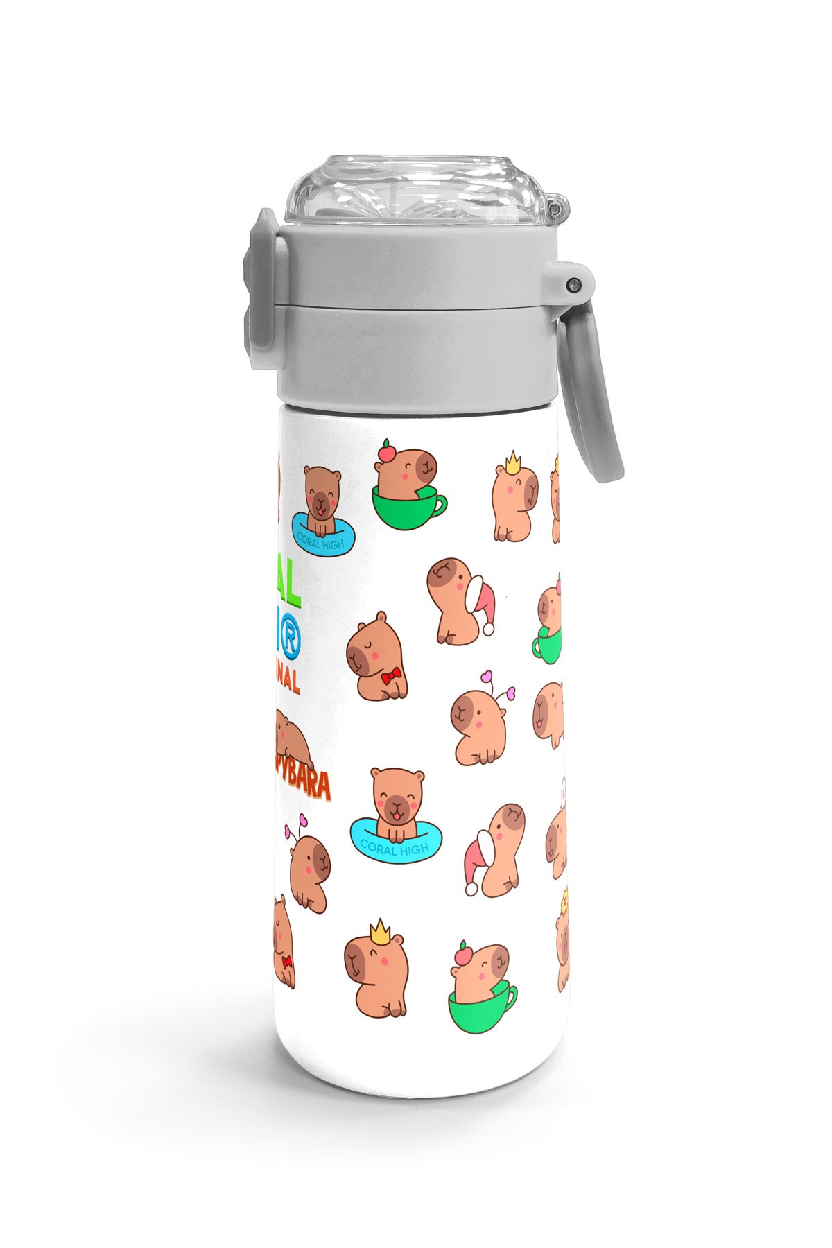 Coral High Kids Kapibara  Desenli Pipetli ve Direkt İçim Çelik Termos 500 ml 31794