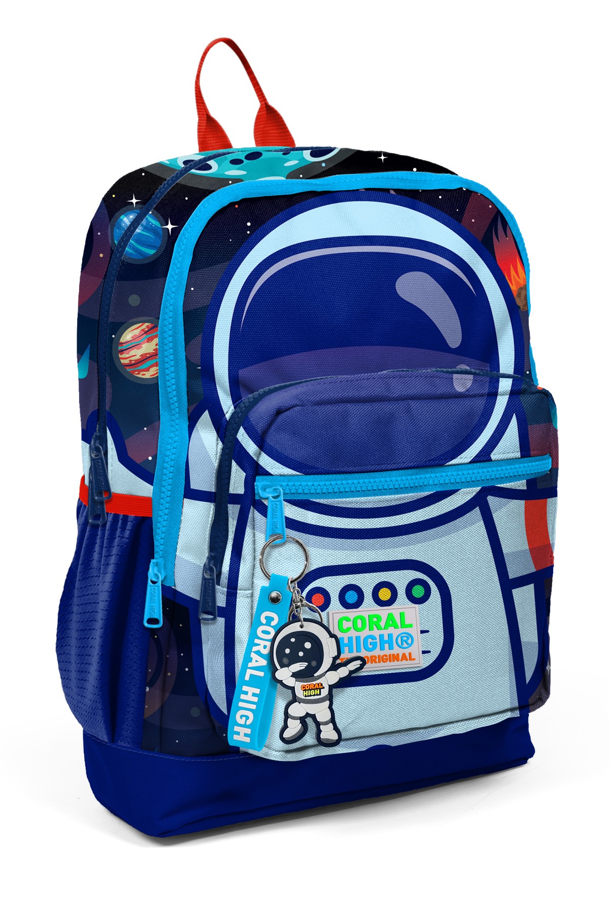 Coral High Kids Saks Mavi Astronot Desenli Dört Bölmeli Okul Sırt Çantası 23724