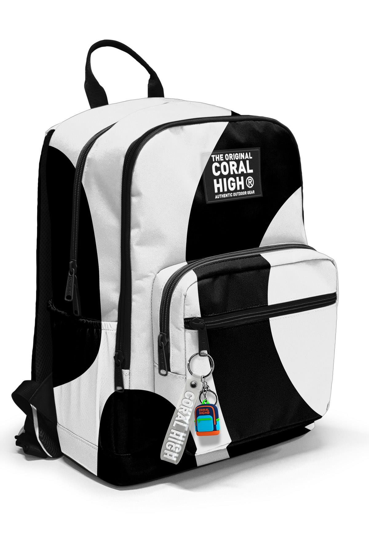 Coral High Siyah Beyaz Desenli Okul Sırt Çantası 23687