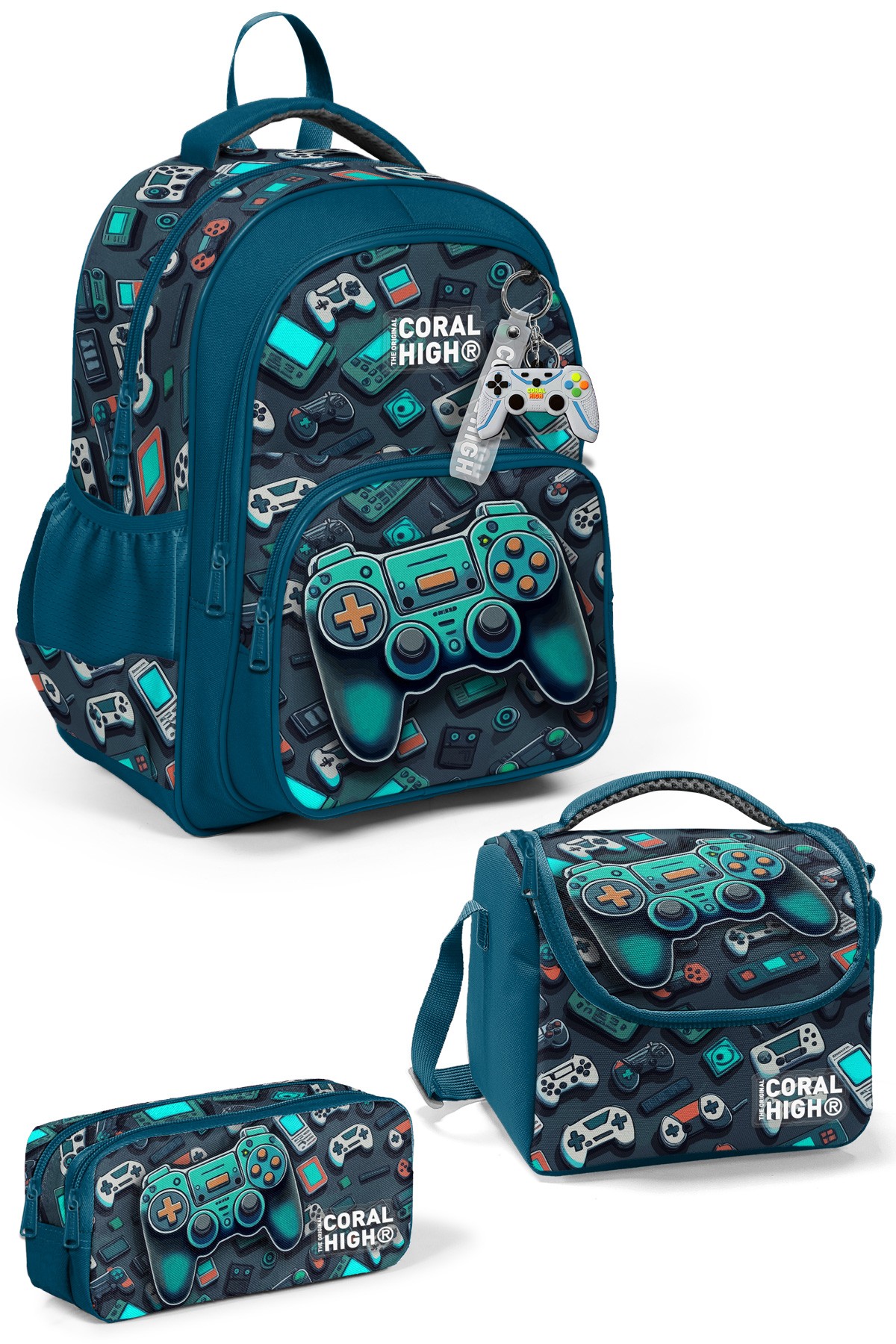 Coral High Kids Nefti Gamer Desenli 3’lü Okul Çanta Seti SET0114423