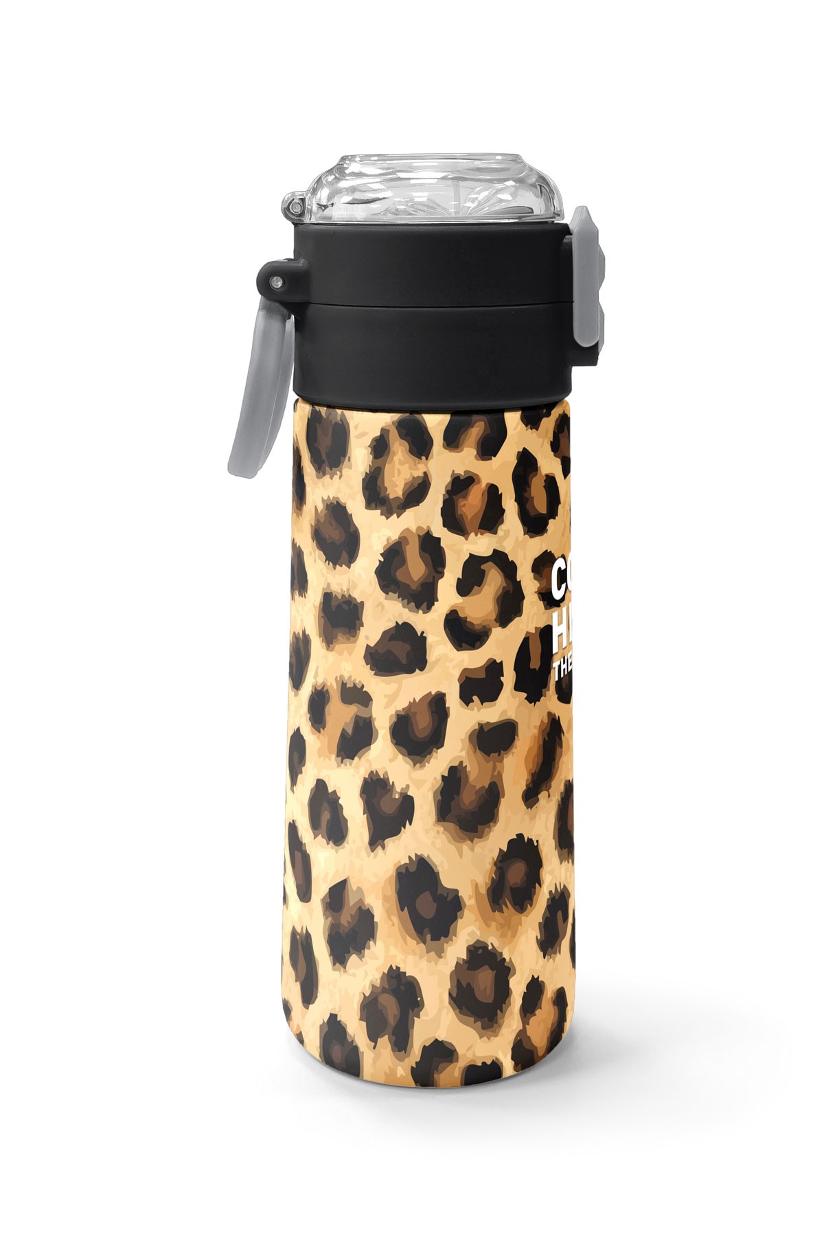 Coral High Kids Kahverengi Leopar Desenli Pipetli ve Direkt İçim Çelik Termos 500 ml 31881