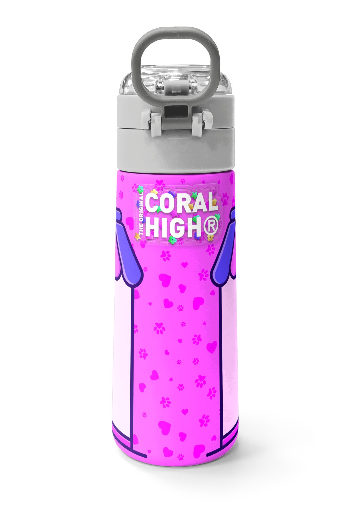 Coral High Kids Kedi Köpek Desenli Pipetli ve Direkt İçim Çelik Termos 500 ml 31810