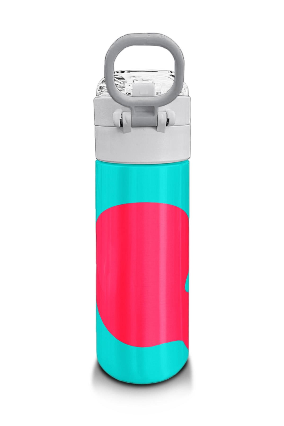 Coral High Kids Neon Mercan Turkuaz Desenli Pipetli ve Direkt İçim Çelik Termos 500 ml 31885