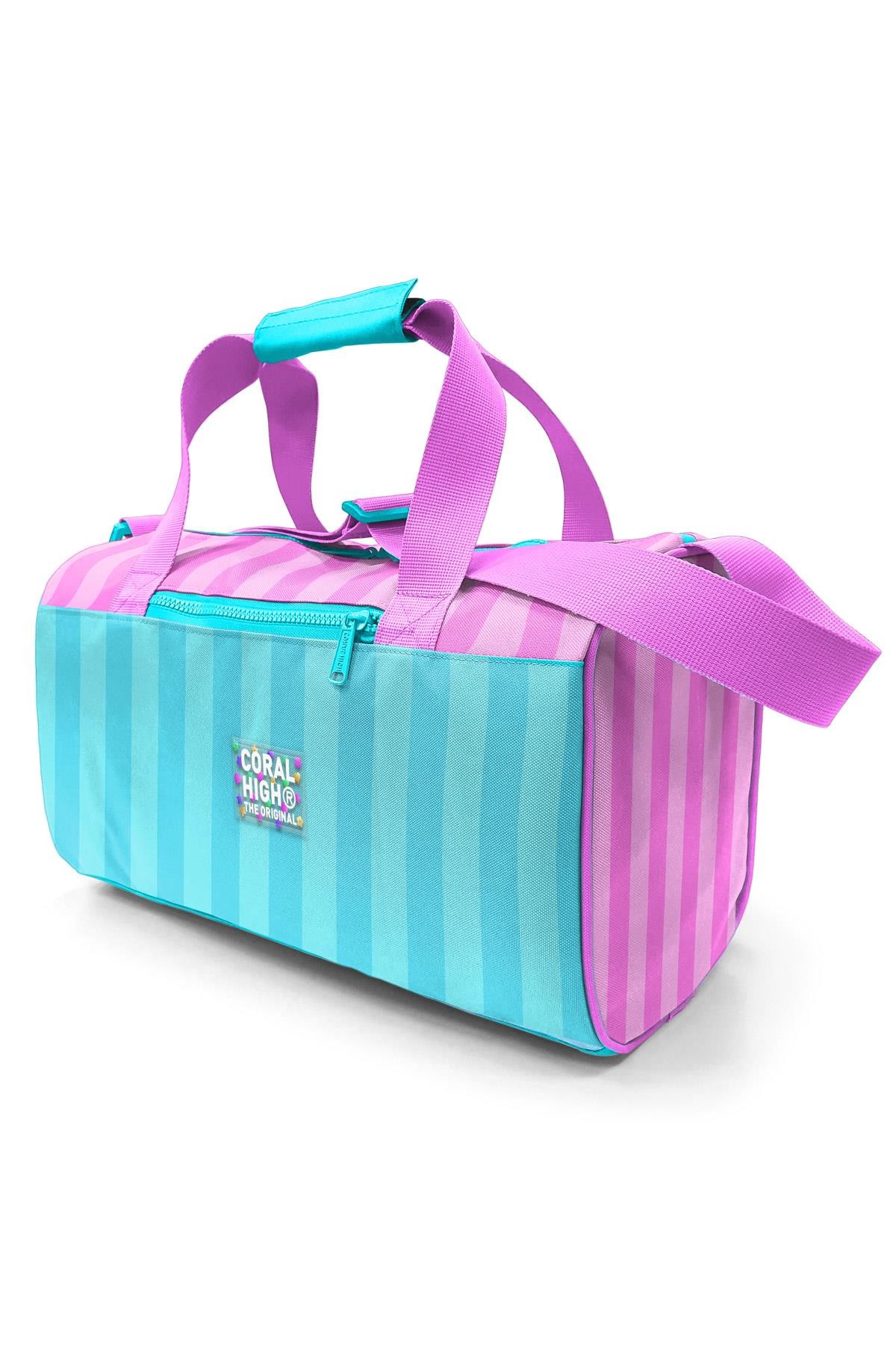 Coral High Turkuaz Pembe Çizgili Spor Çantası 27521