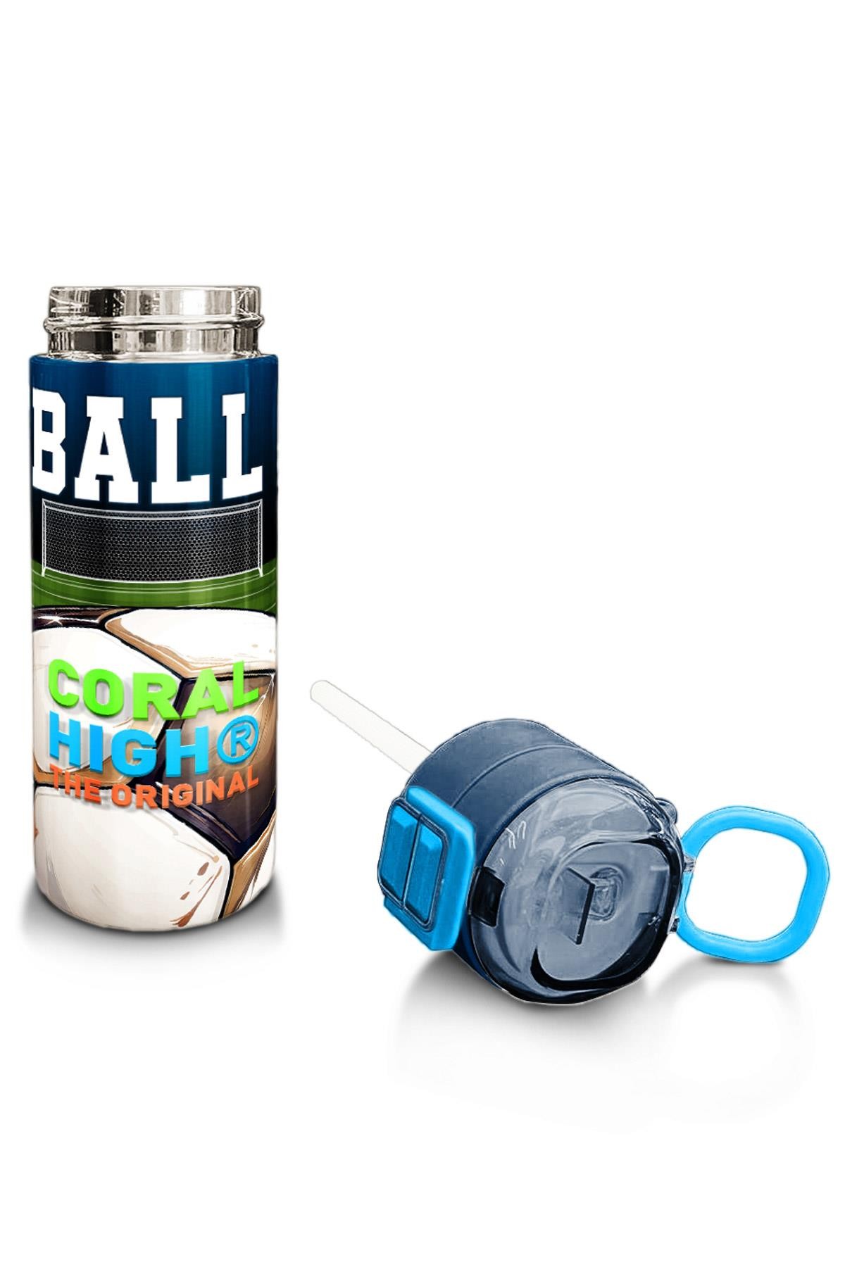 Coral High Kids Lacivert Futbol Desenli Pipetli ve Direkt İçim Çelik Termos 500 ml 31995