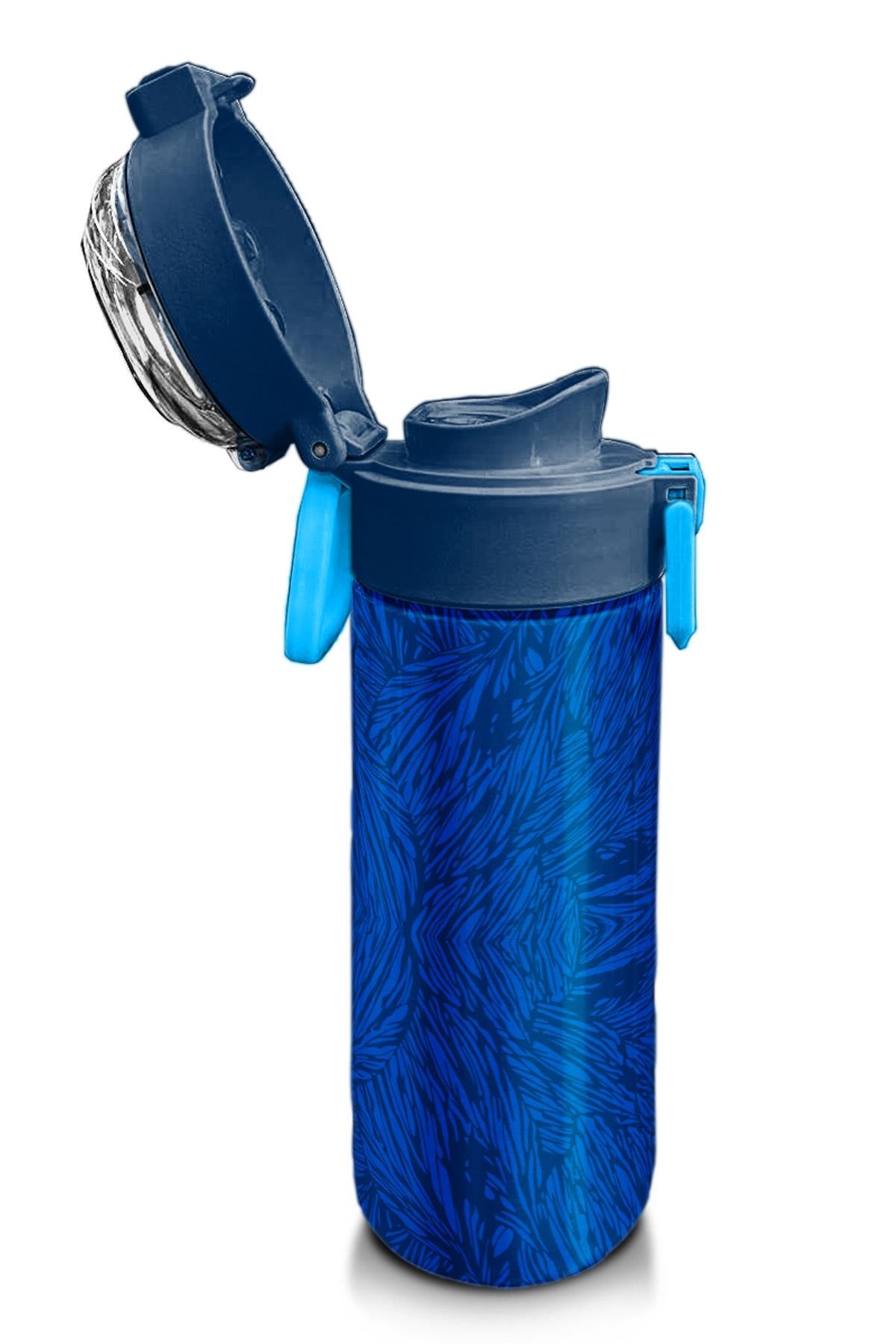 Coral High Kids Lacivert Saks Futbol Desenli Pipetli ve Direkt İçim Çelik Termos 500 ml 31897
