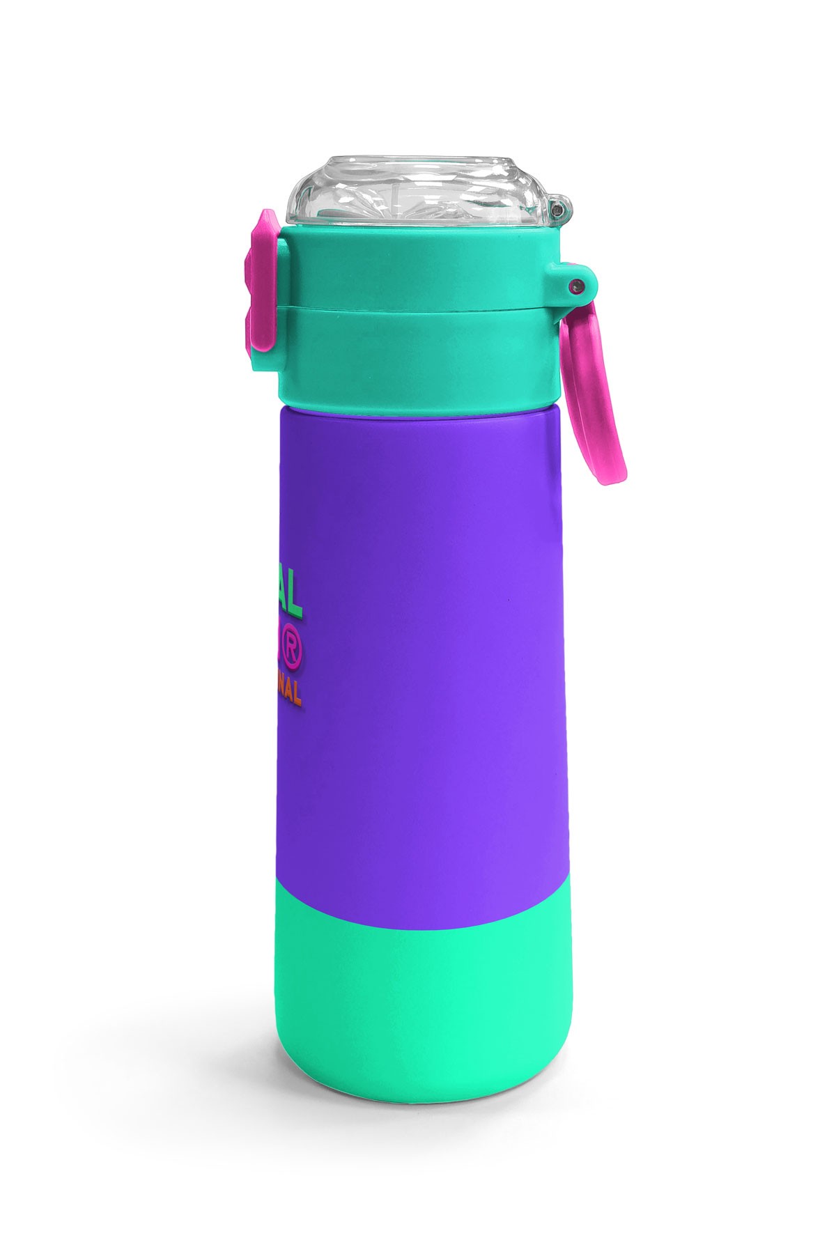 Coral High Kids Mor Renk Detaylı Desenli Pipetli ve Direkt İçim Çelik Termos 500 ml 31941