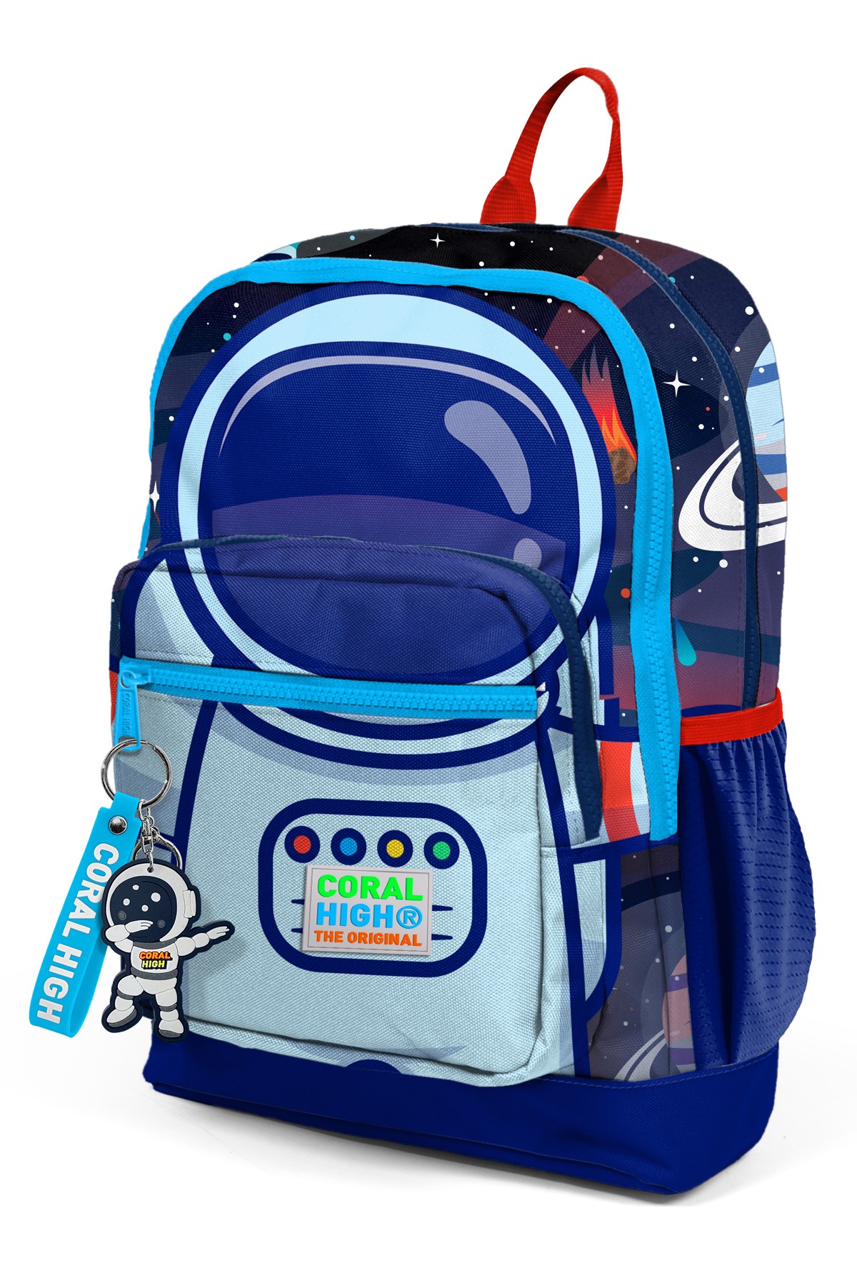 Coral High Kids Saks Mavi Astronot Desenli Dört Bölmeli Okul Sırt Çantası 23724