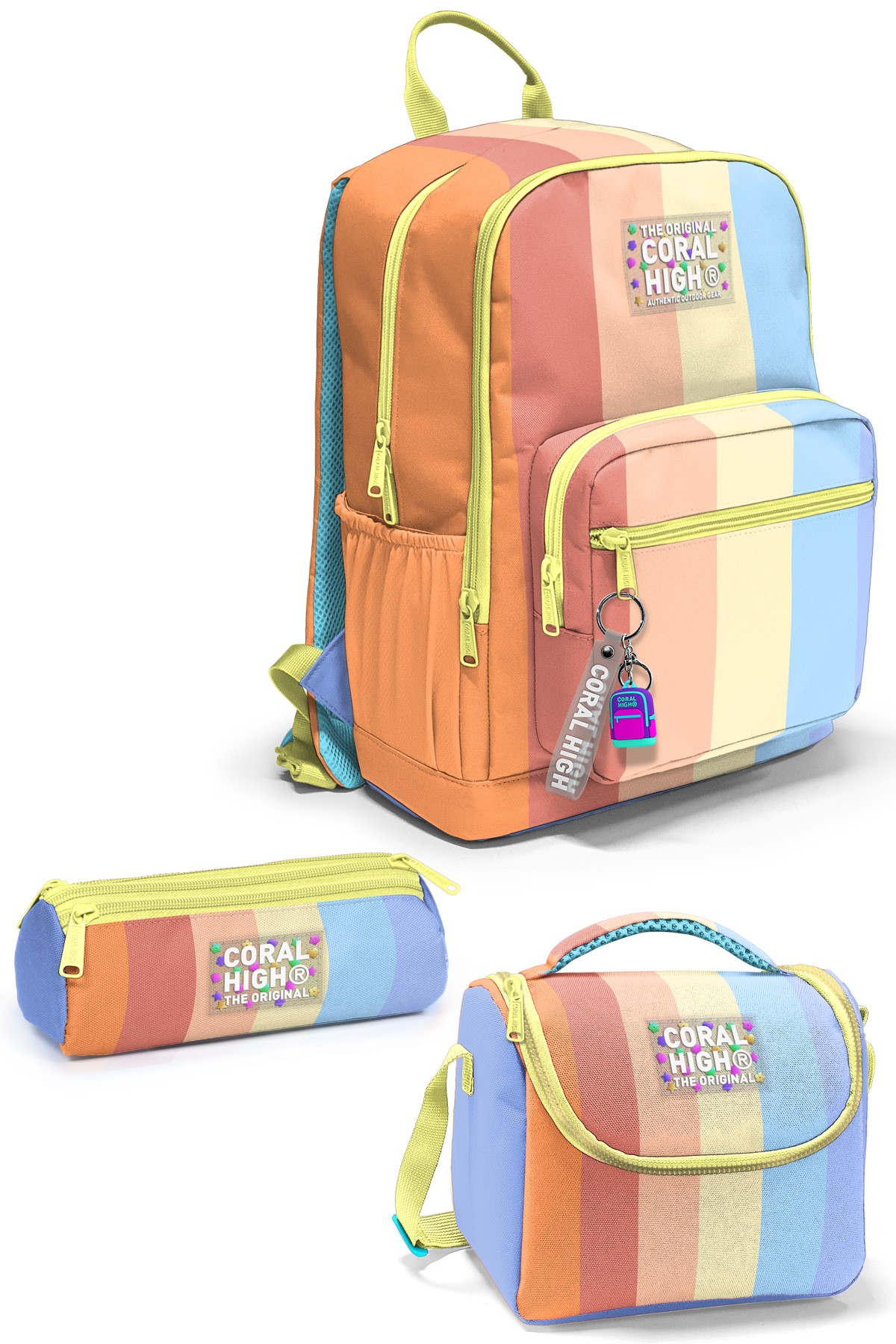 Coral High Renkli Çizgili 3’lü Okul Çanta Seti SET0123680