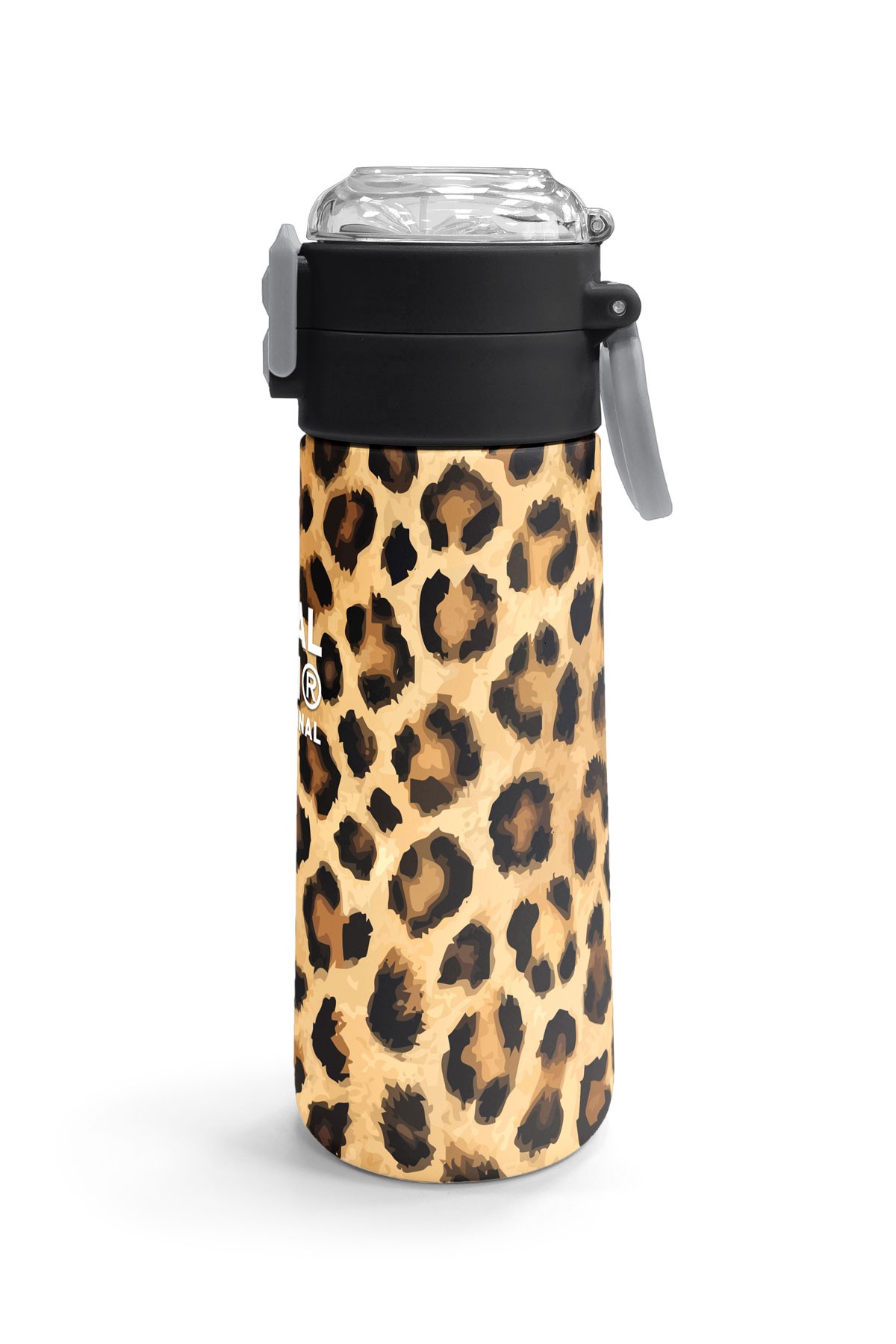 Coral High Kids Kahverengi Leopar Desenli Pipetli ve Direkt İçim Çelik Termos 500 ml 31881