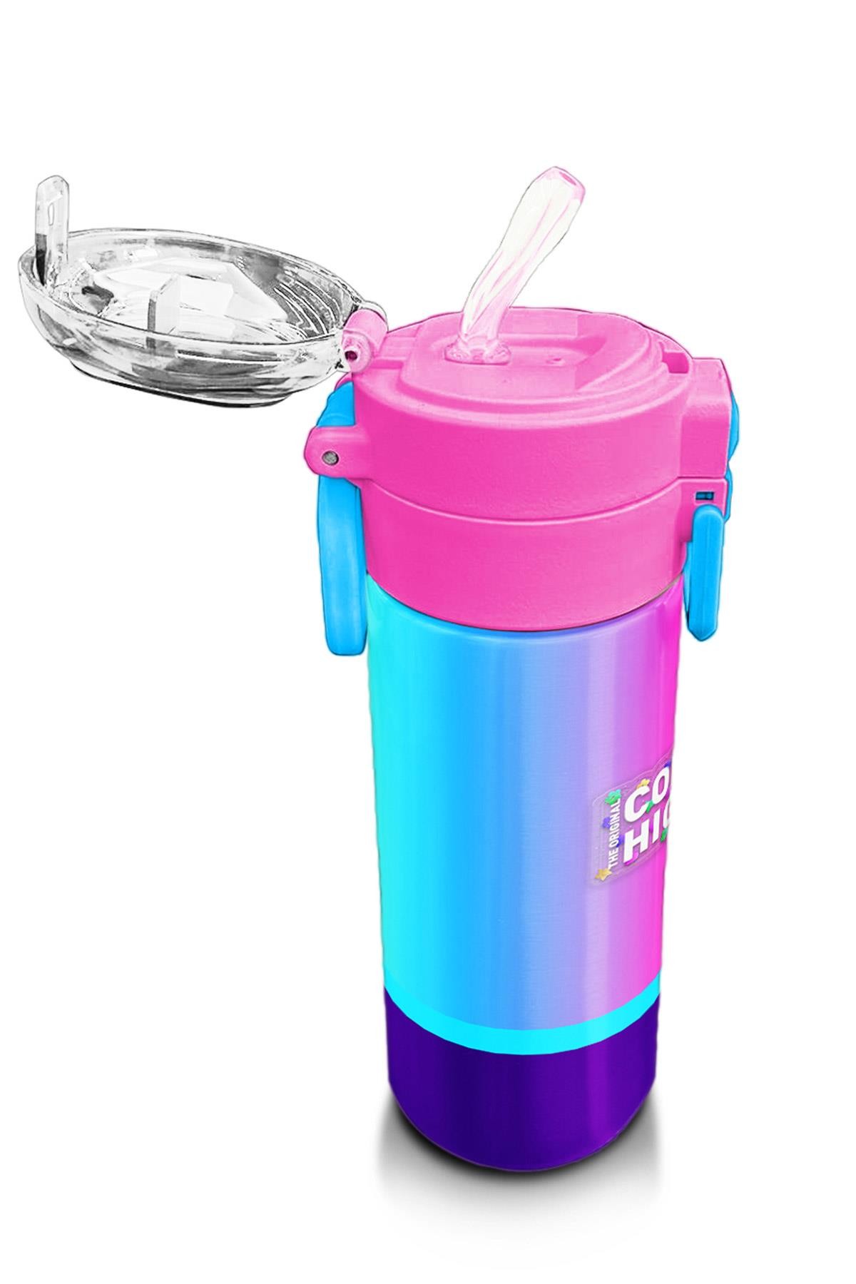 Coral High Kids Renkli Çizgili Pipetli ve Direkt İçim Çelik Termos 500 ml 31836