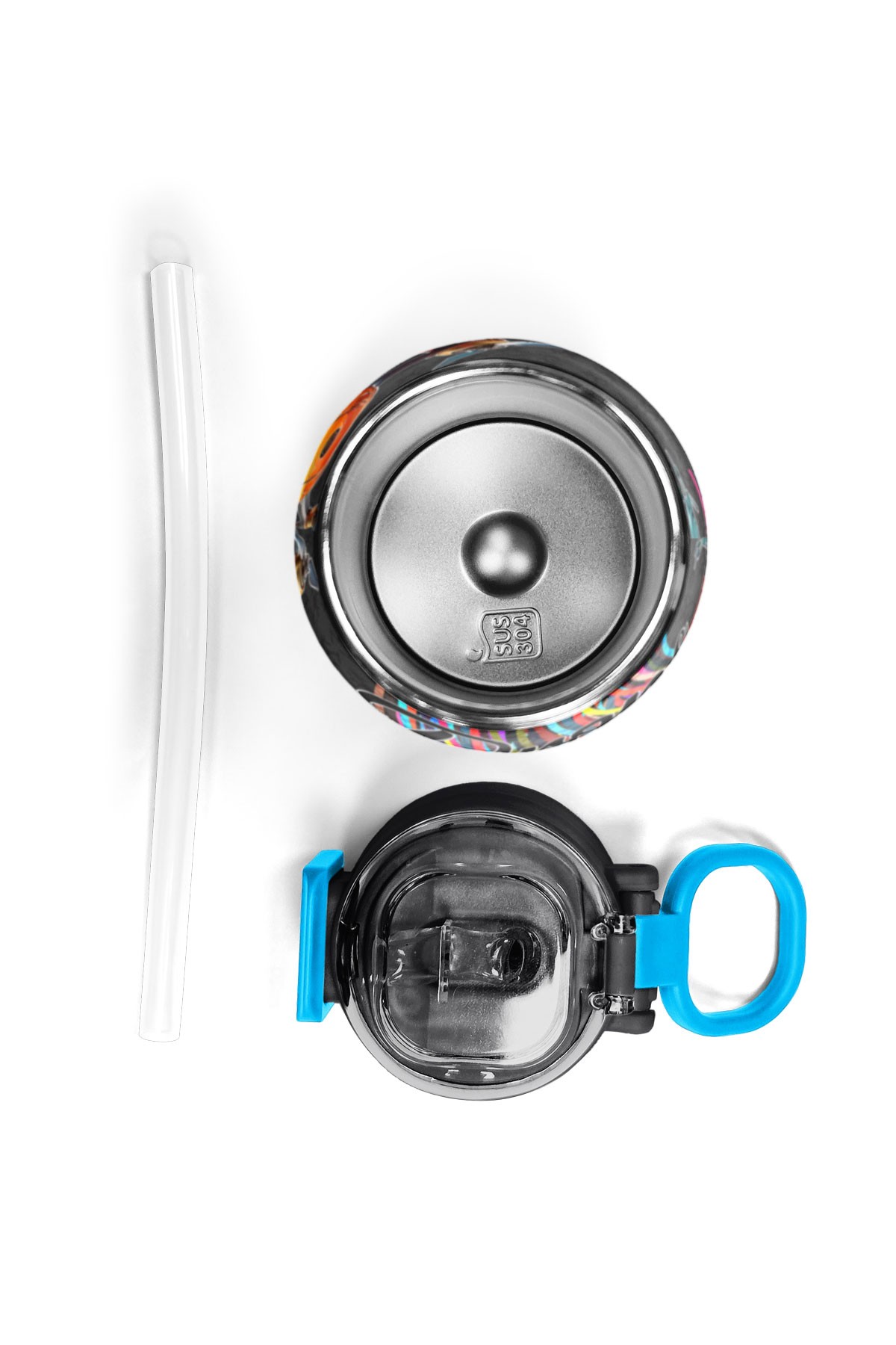 Coral High Kids Siyah Drone Pilot Desenli Pipetli ve Direkt İçim Çelik Termos 500 ml 31996
