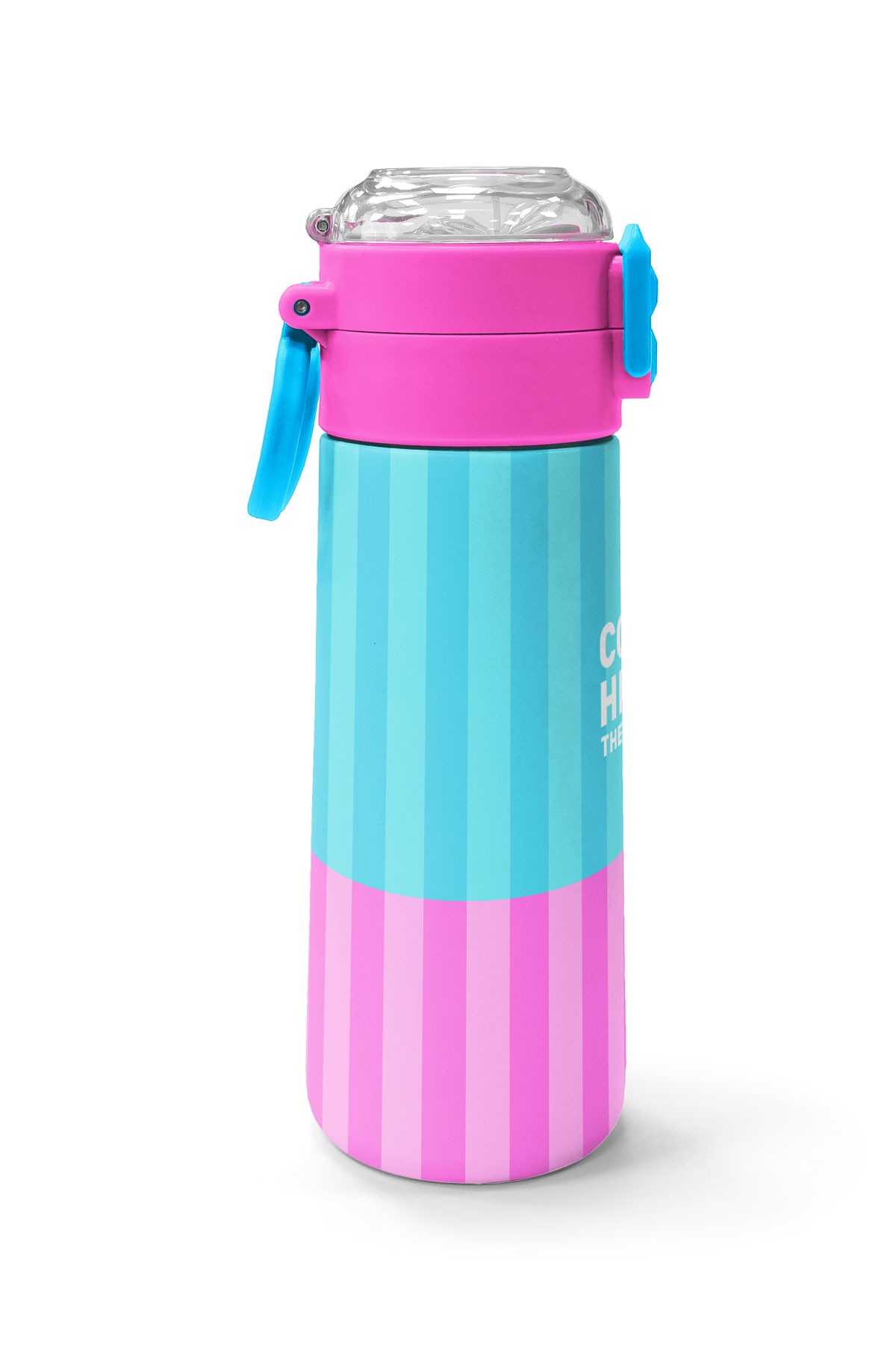 Coral High Kids Renkli Çizgili Desenli Pipetli ve Direkt İçim Çelik Termos 500 ml 31987
