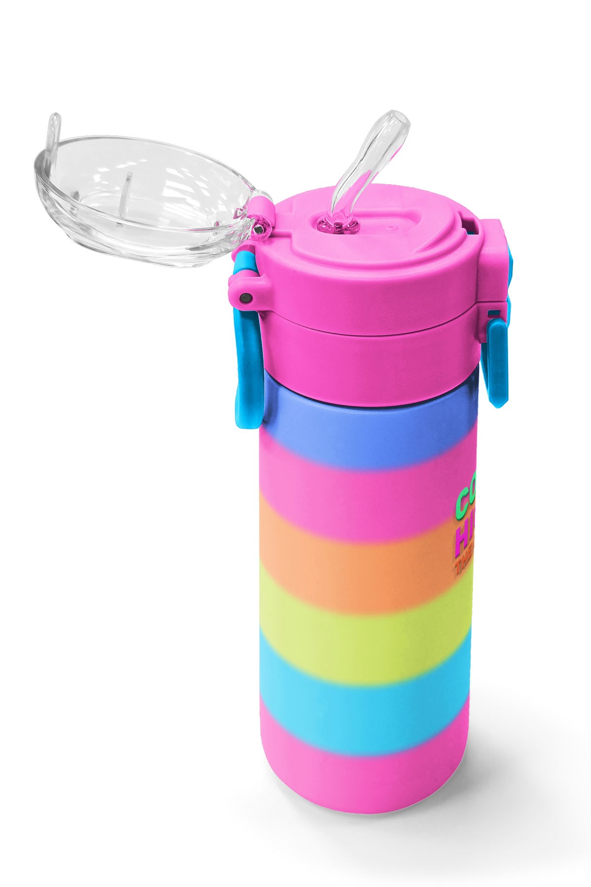 Coral High Kids Renkli Çizgili Pipetli ve Direk İçimli Paslanmaz Çelik Termos 500 ML 31986