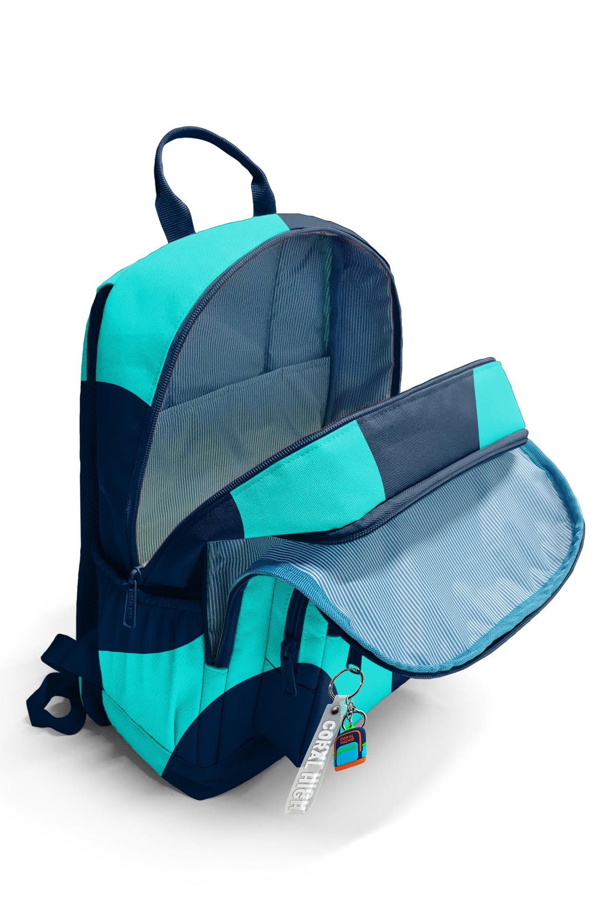 Coral High Lacivert Turkuaz Desenli Okul Sırt Çantası 23686