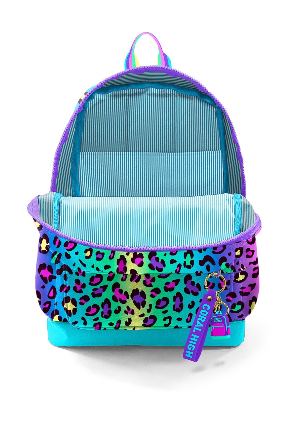 Coral High Kids Renkli Leopar Desenli Okul Sırt Çantası 23769