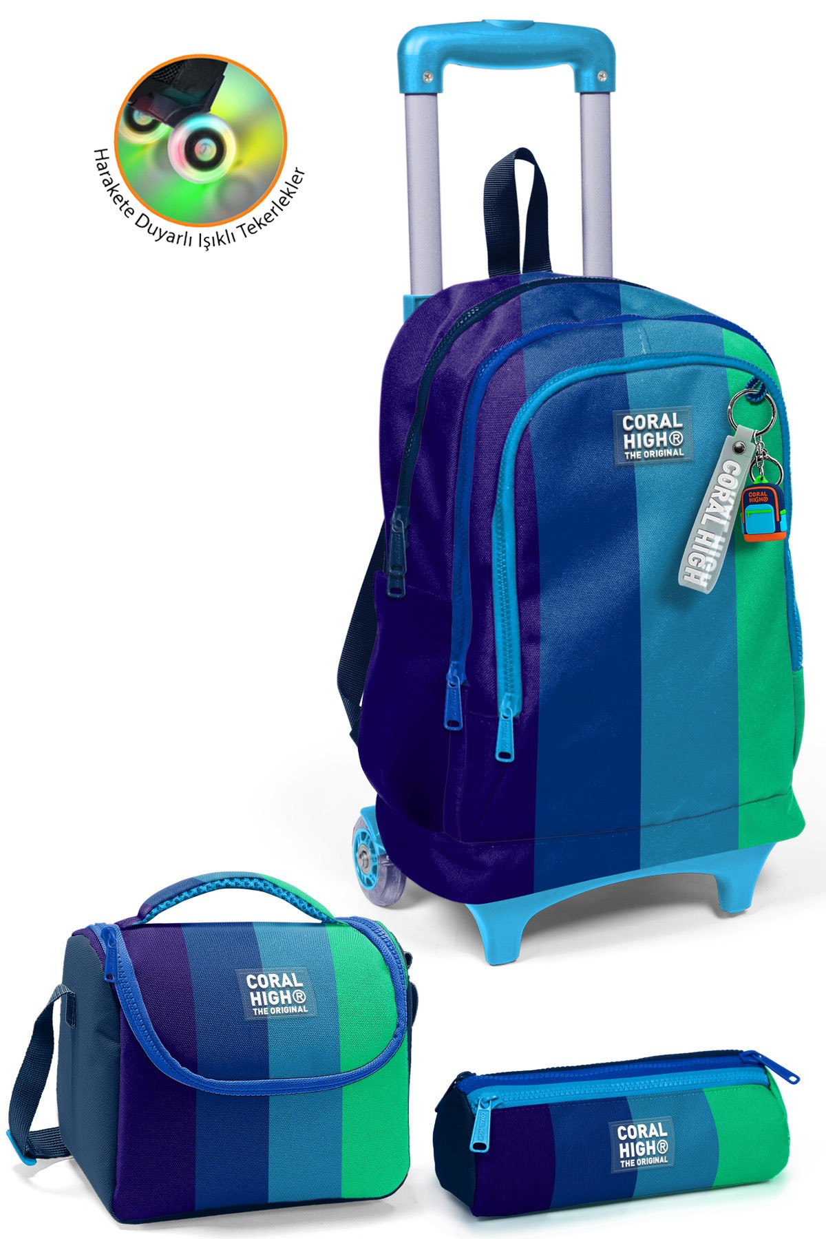 Coral High Kids Renkli Çizgili 3’lü Okul Çanta Seti SET0123981