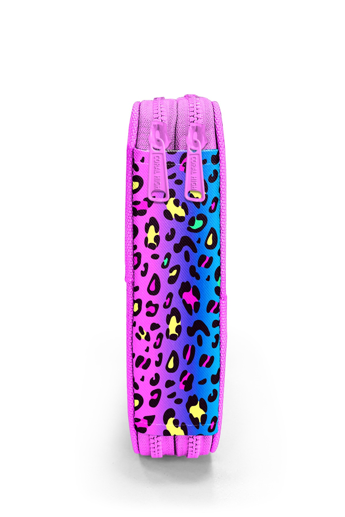Coral High Kids Renkli Leopar Desenli Çift Katlı Kalem Çanta 11143
