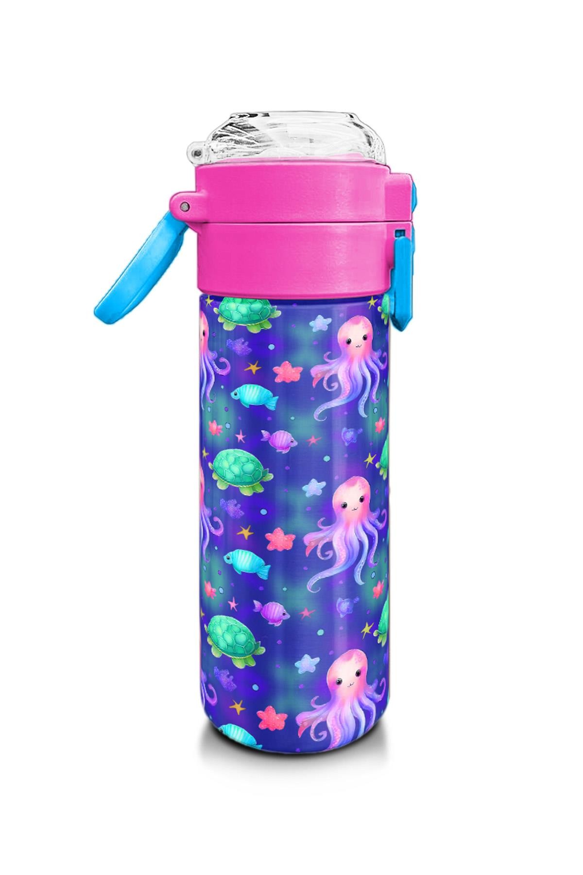 Coral High Kids Lavanta Turkuaz Deniz Temalı Pipetli ve Direkt İçim Çelik Termos 500 ml 31860