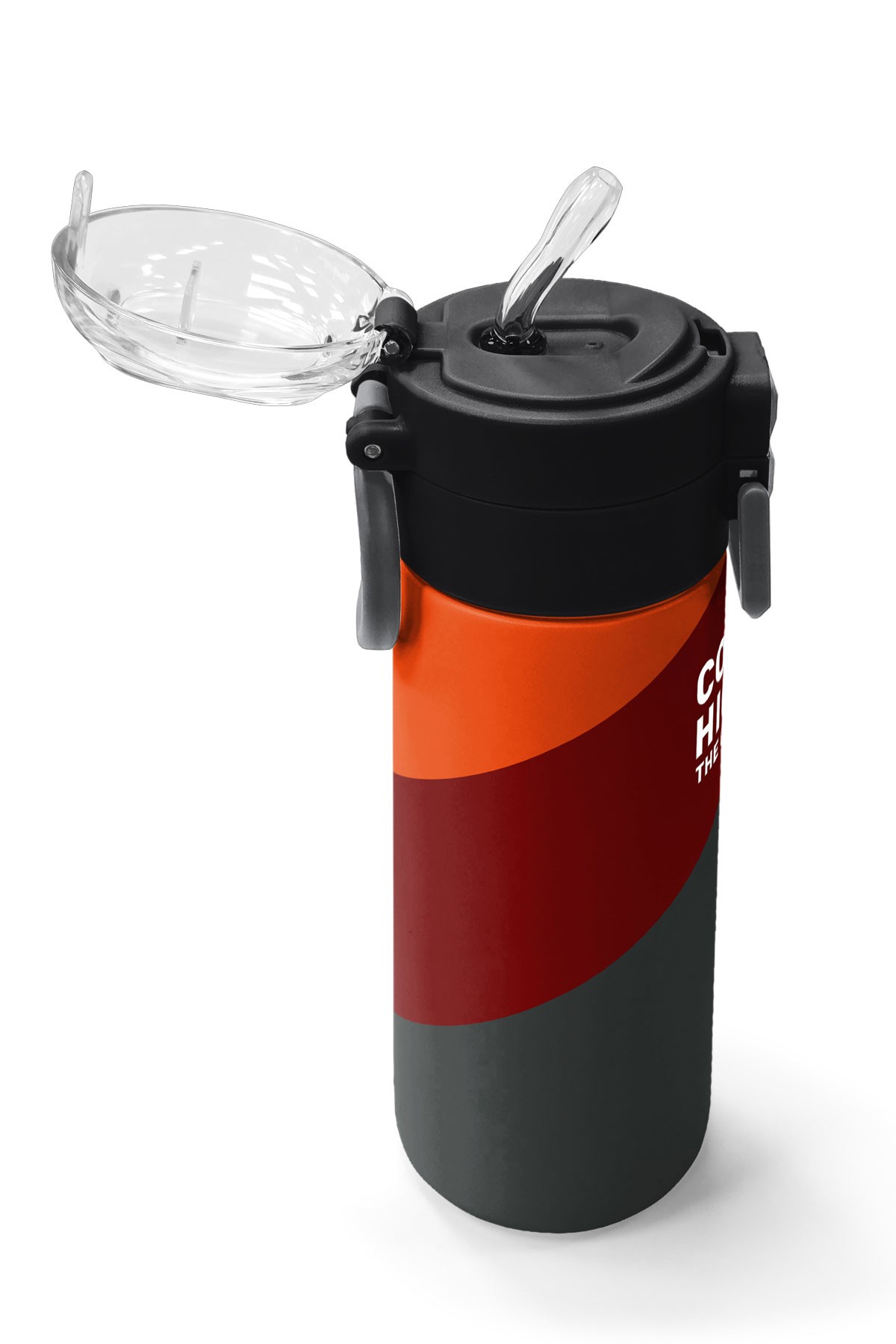 Coral High Kids Turuncu Bordo Desenli Pipetli ve Direkt İçim Çelik Termos 500 ml 31892