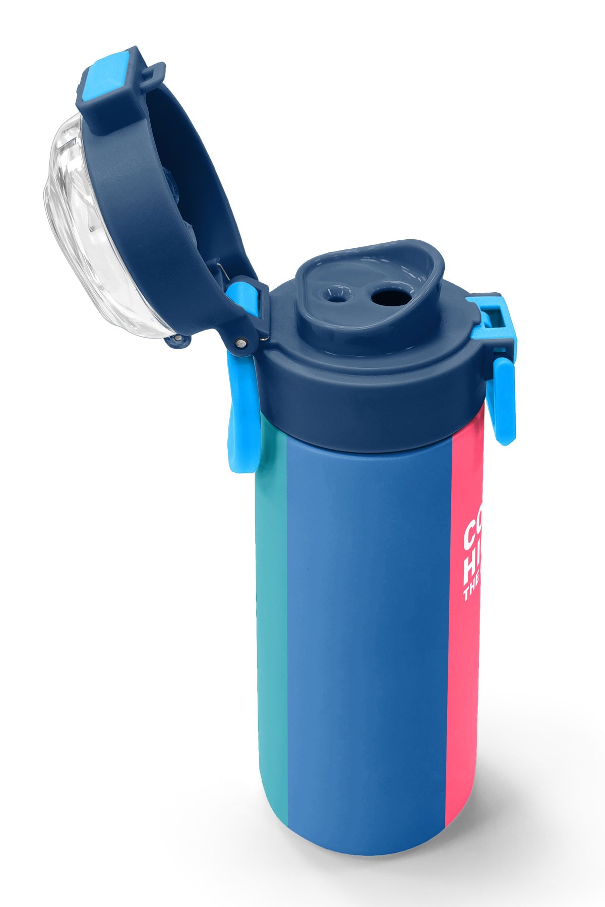 Coral High Kids Renkli Çizgili Desenli Pipetli ve Direkt İçim Çelik Termos 500 ml 31879