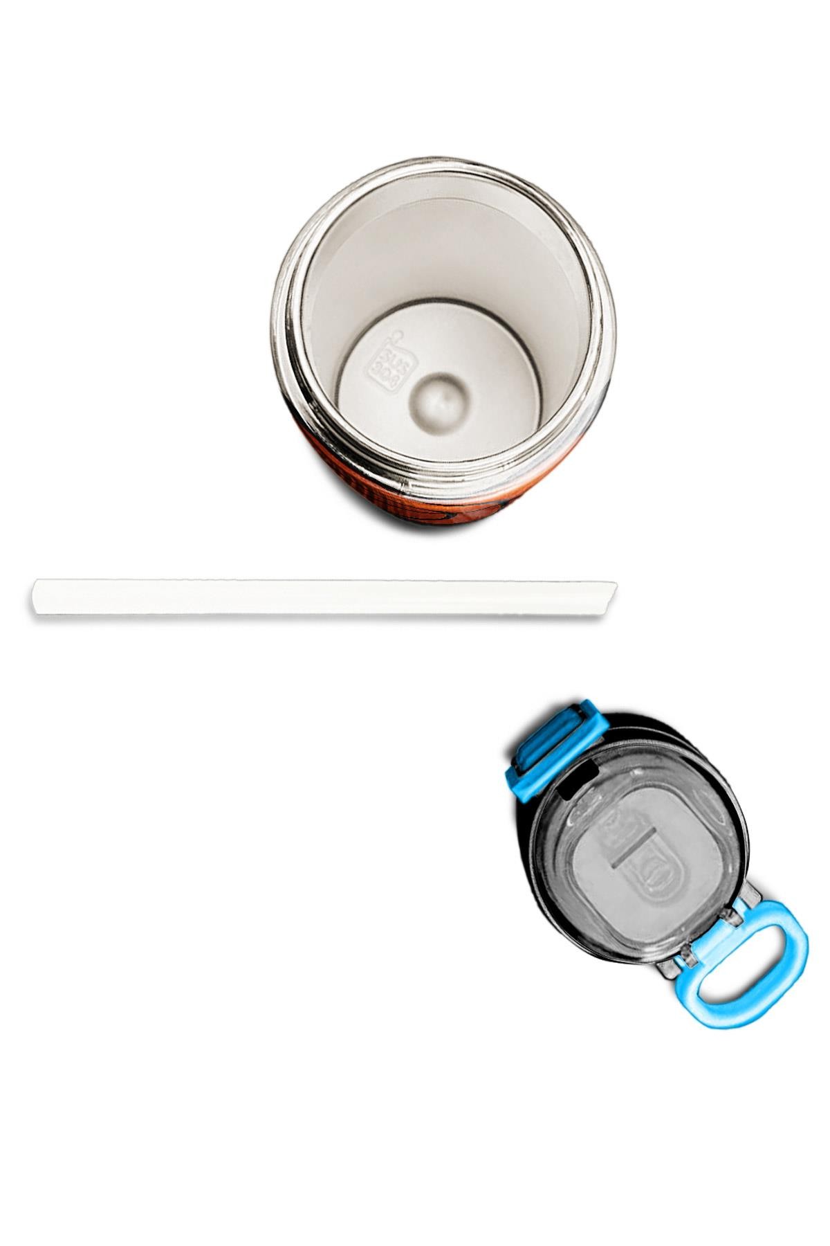 Coral High Kids Siyah Basketbol Desenli Pipetli ve Direkt İçim Çelik Termos 500 ml 31795