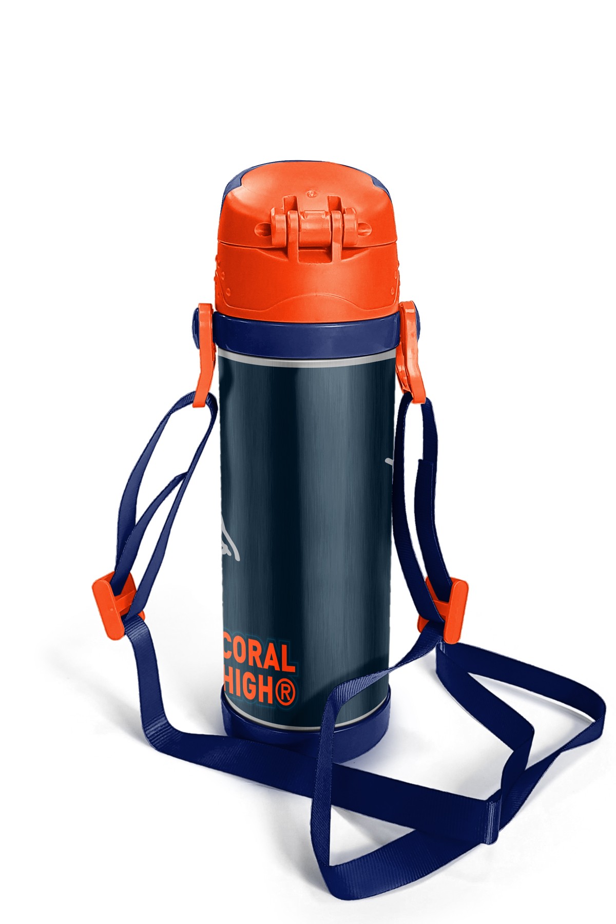 Coral High Kids Lacivert Turuncu Basketbol Desenli Pipetli Çelik Termos 500 ml 11927