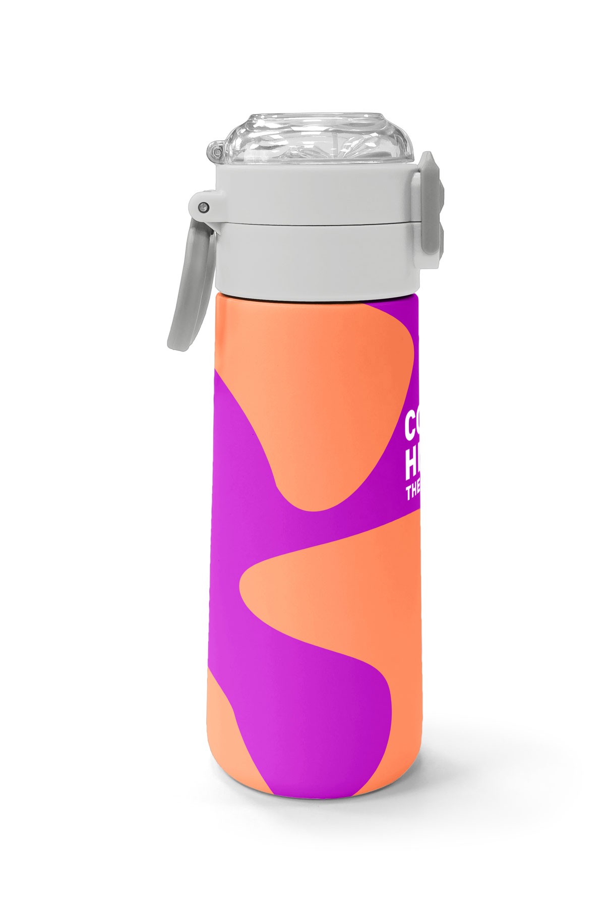 Coral High Kids Koyu Pembe Turuncu Desenli Pipetli ve Direkt İçim Çelik Termos 500 ml 31884