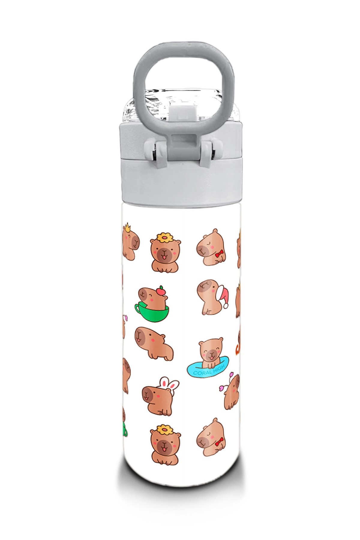 Coral High Kids Capybara Desenli Pipetli ve Direkt İçim Çelik Termos 500 ml 31794
