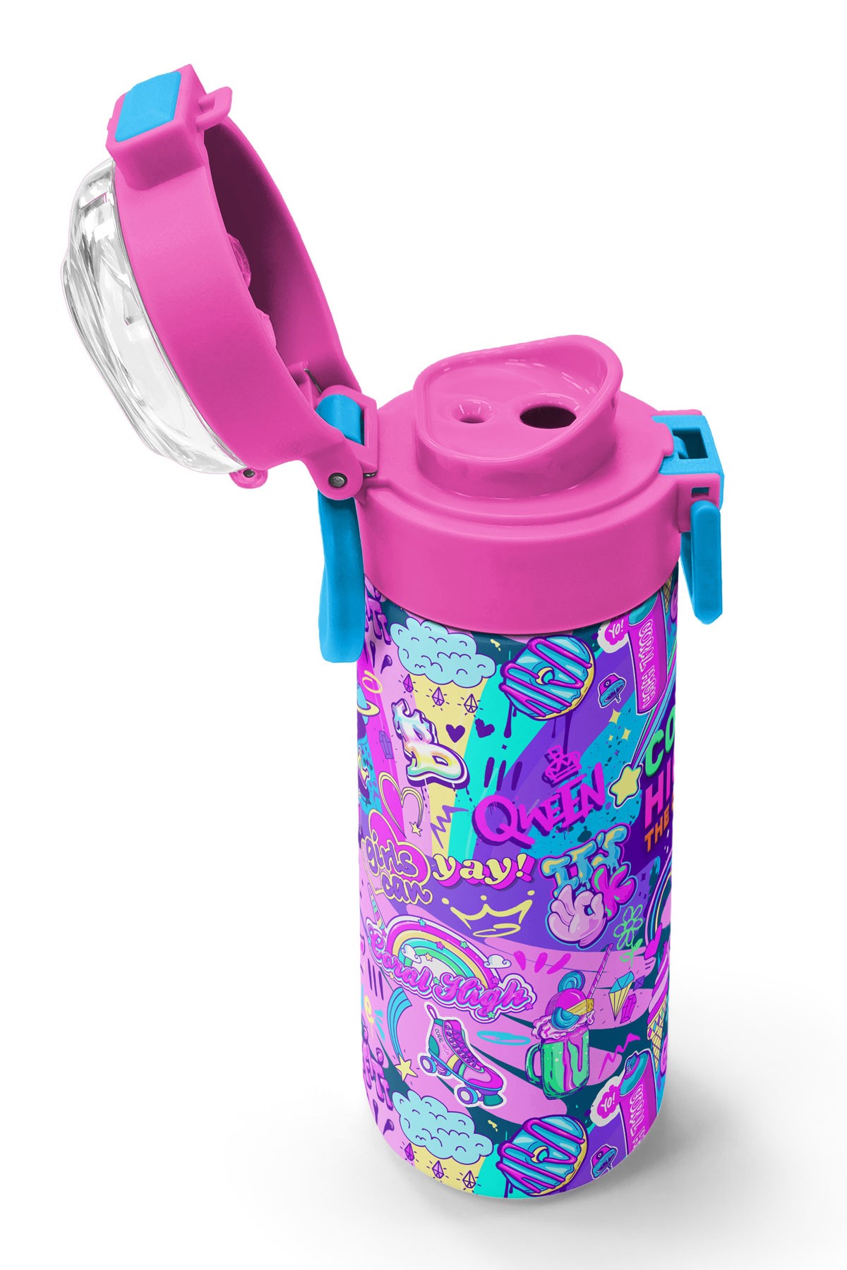 Coral High Kids Grafiti Desenli Pipetli ve Direkt İçim Çelik Termos 500 ml 31961