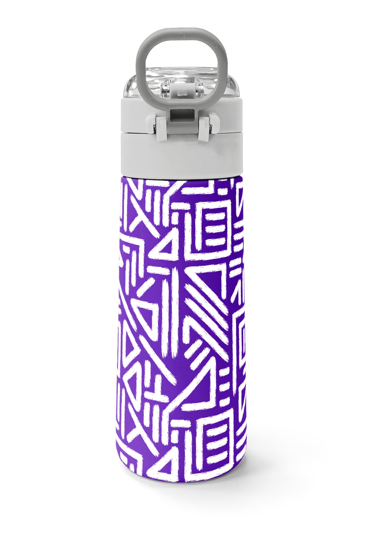 Coral High Kids Mor Beyaz Geometrik Desenli Pipetli ve Direkt İçim Çelik Termos 500 ml 31883