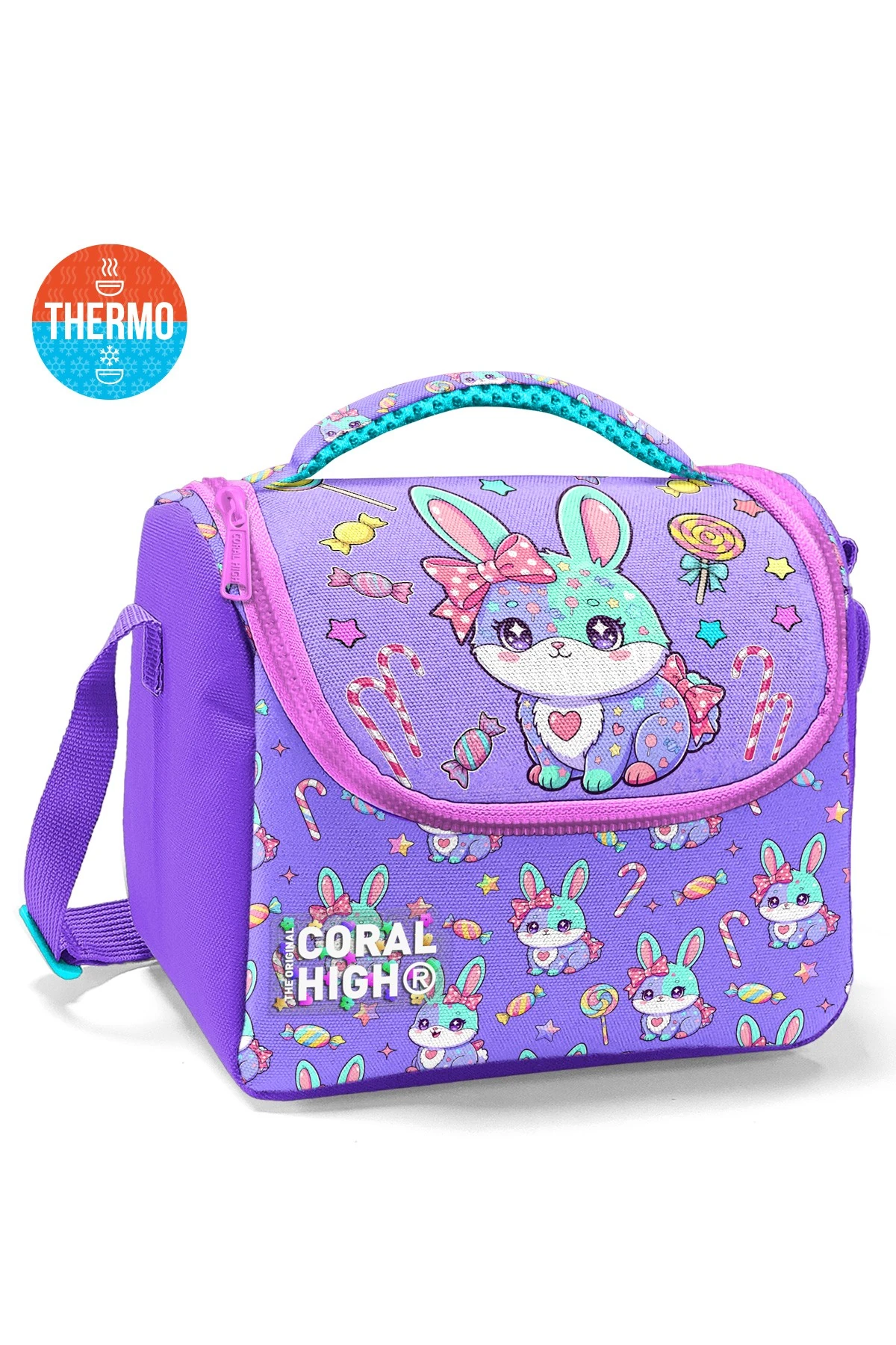 Coral High Kids Milka Water Green Rabbit Patterned Thermo Lunchbox