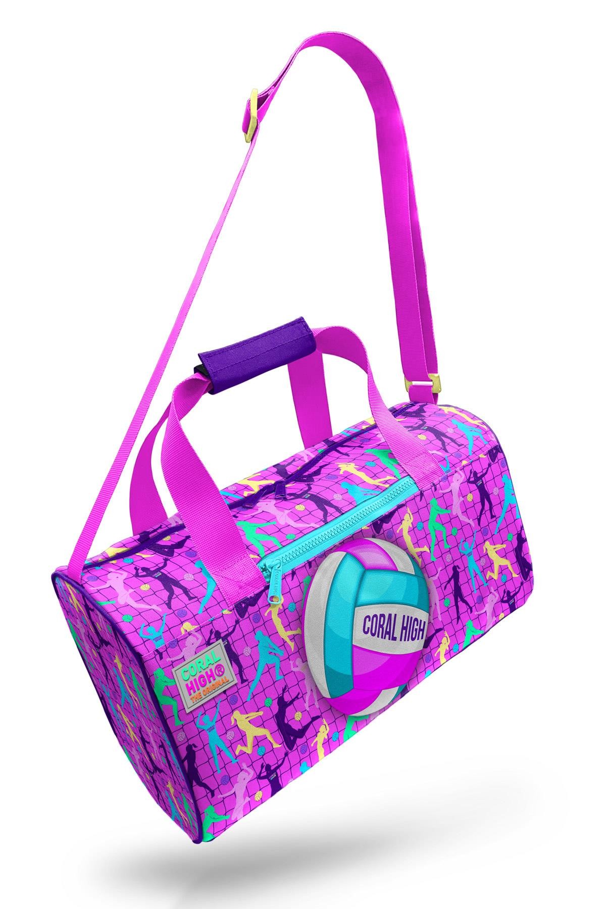 Coral High Pembe Mor Voleybol Desenli Spor Çantası 27520