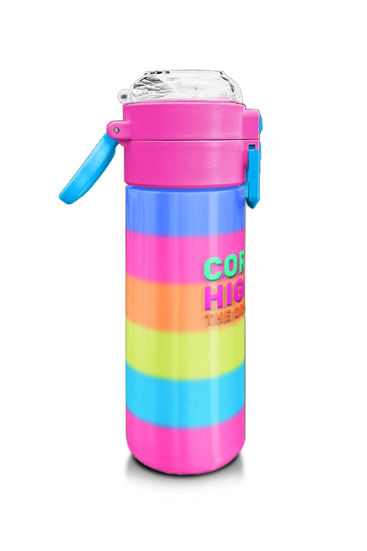 Coral High Kids Renkli Çizgili Pipetli ve Direk İçimli Paslanmaz Çelik Termos 500 ML 31986