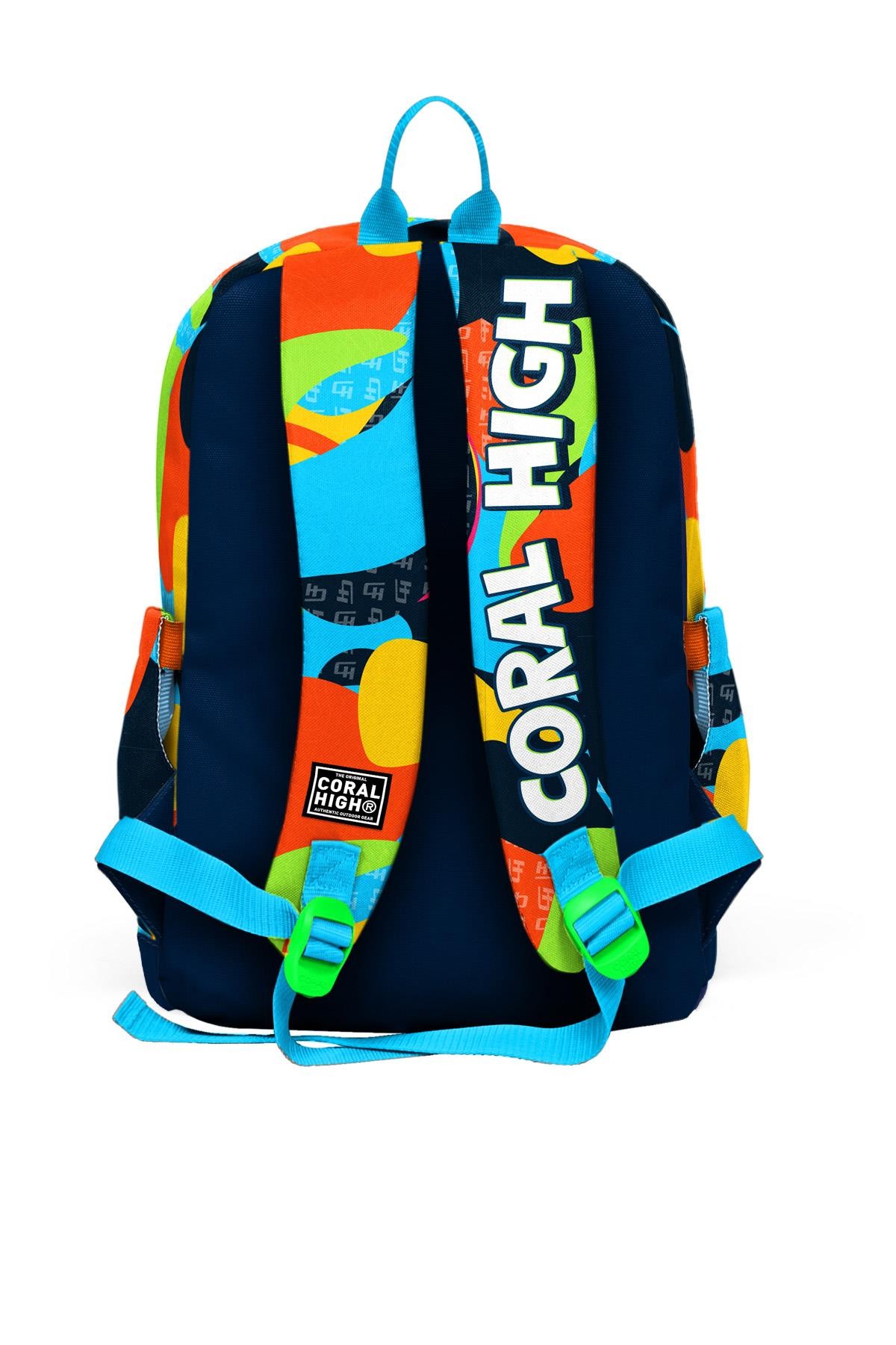 Coral High Kids Lacivert Mavi Graffiti Desenli Dört Bölmeli Okul Sırt Çantası 23777